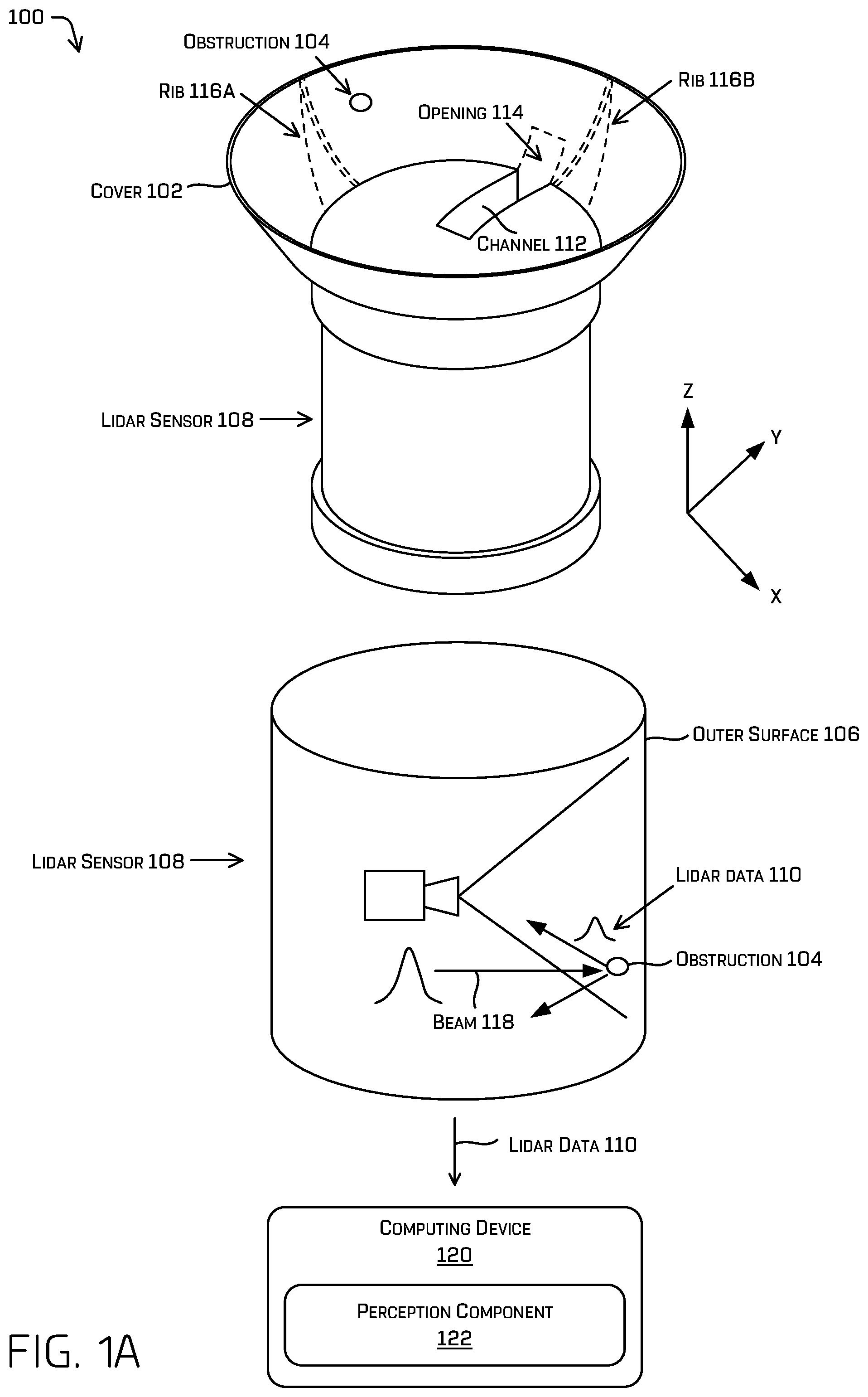 Patent US12313844 — Sensor cover with drain — Figure 1