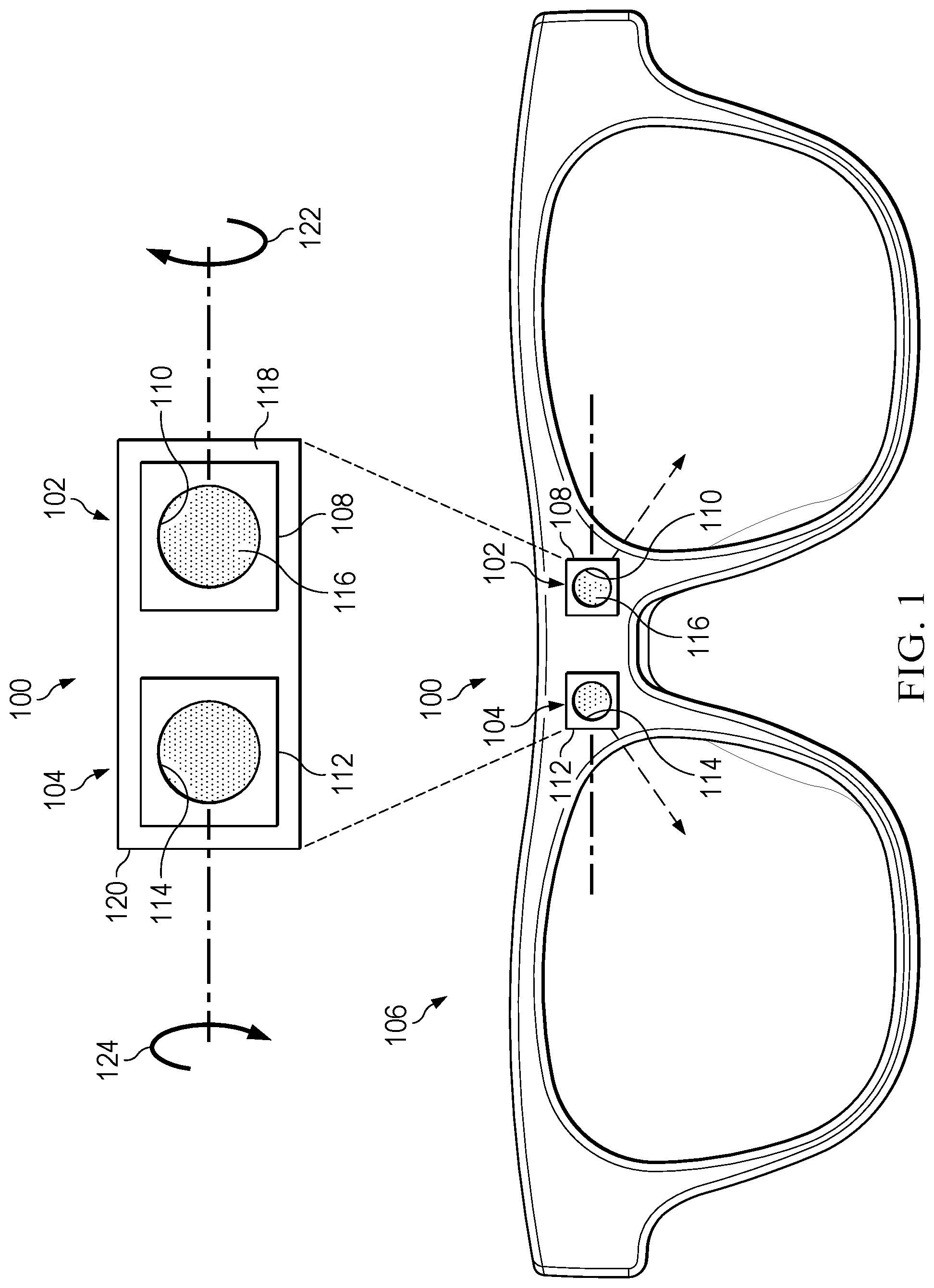 Patent US12313850 — Augmented reality optical projector system — Figure 1