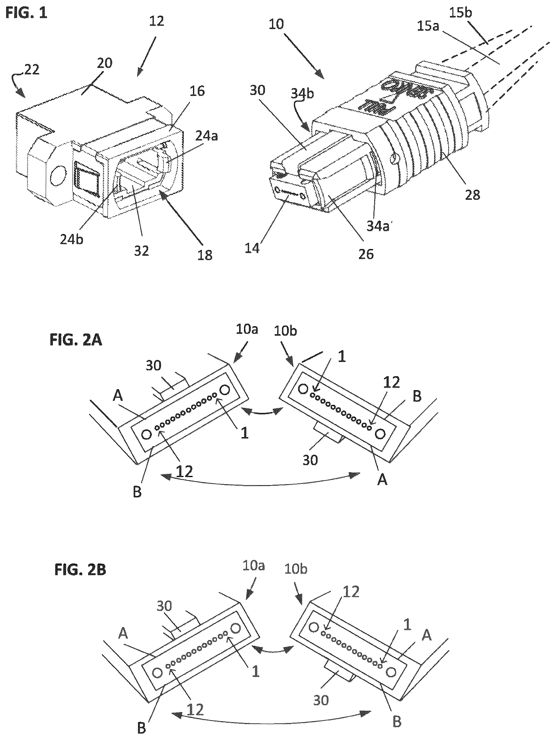 Patent US12313889 — Optical fiber connector with changeable polarity — Figure 1