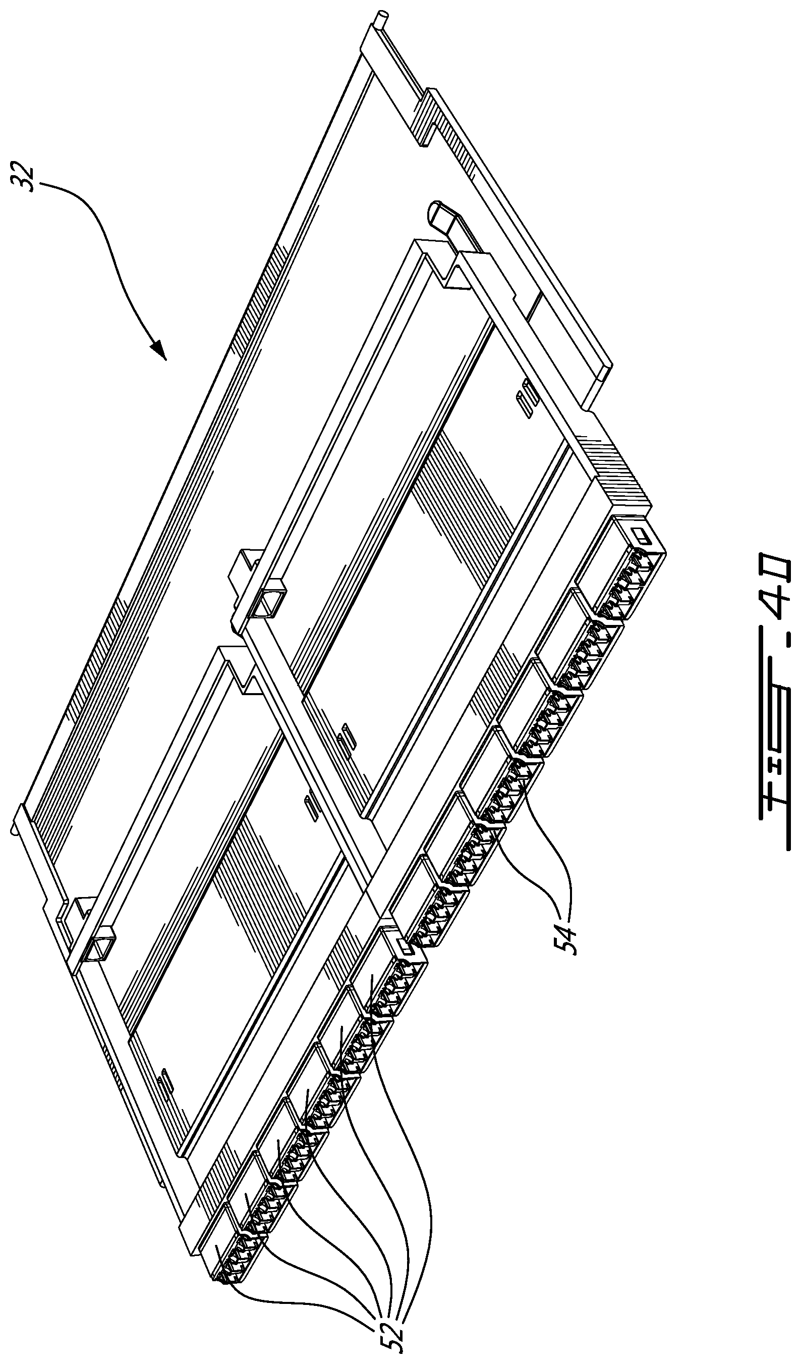 Patent US12313896 Figure 7 – Tray means for providing a plurality of different modular cassette configurations in a fiber optic management system