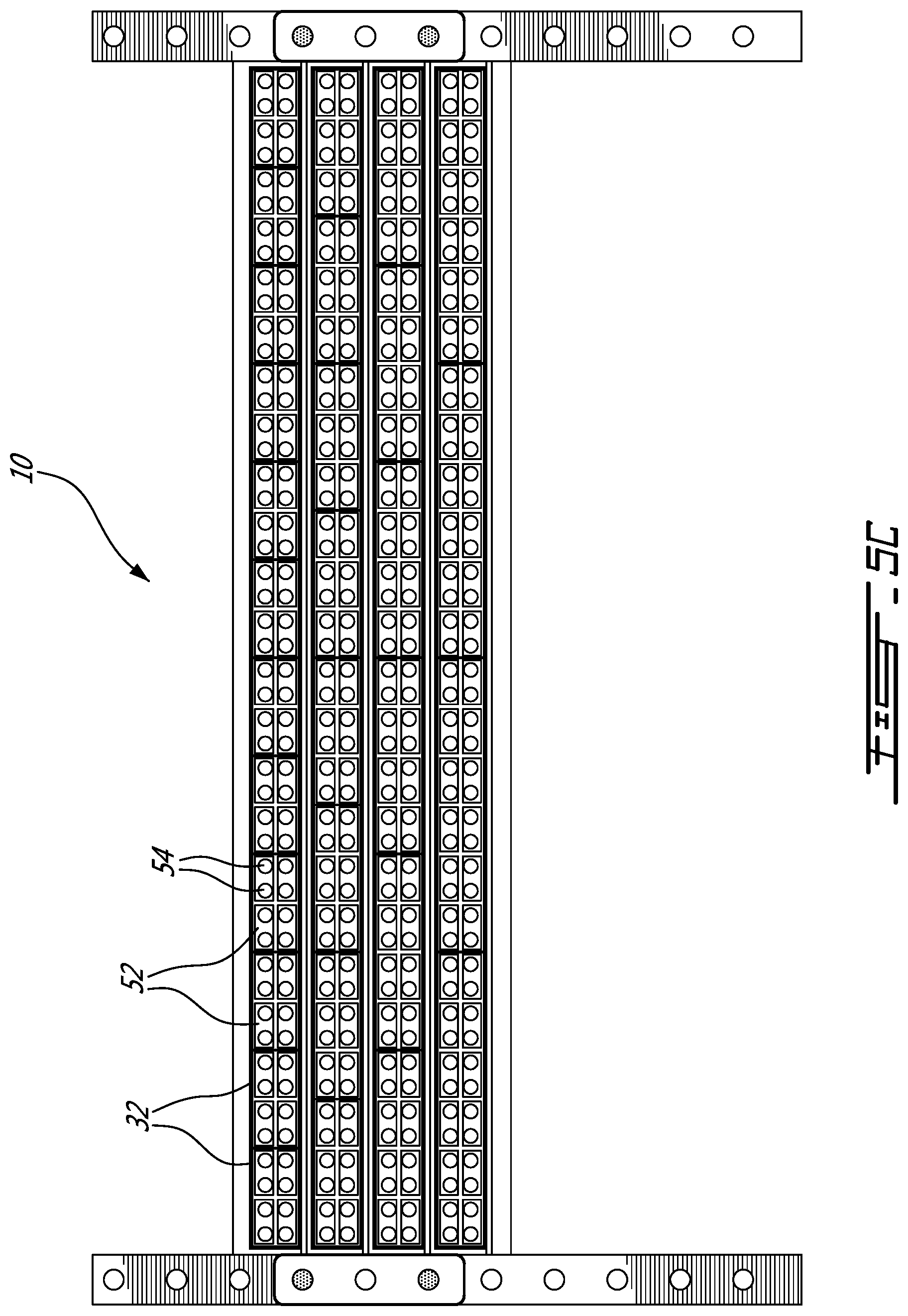 Patent US12313896 Figure 10 – Tray means for providing a plurality of different modular cassette configurations in a fiber optic management system
