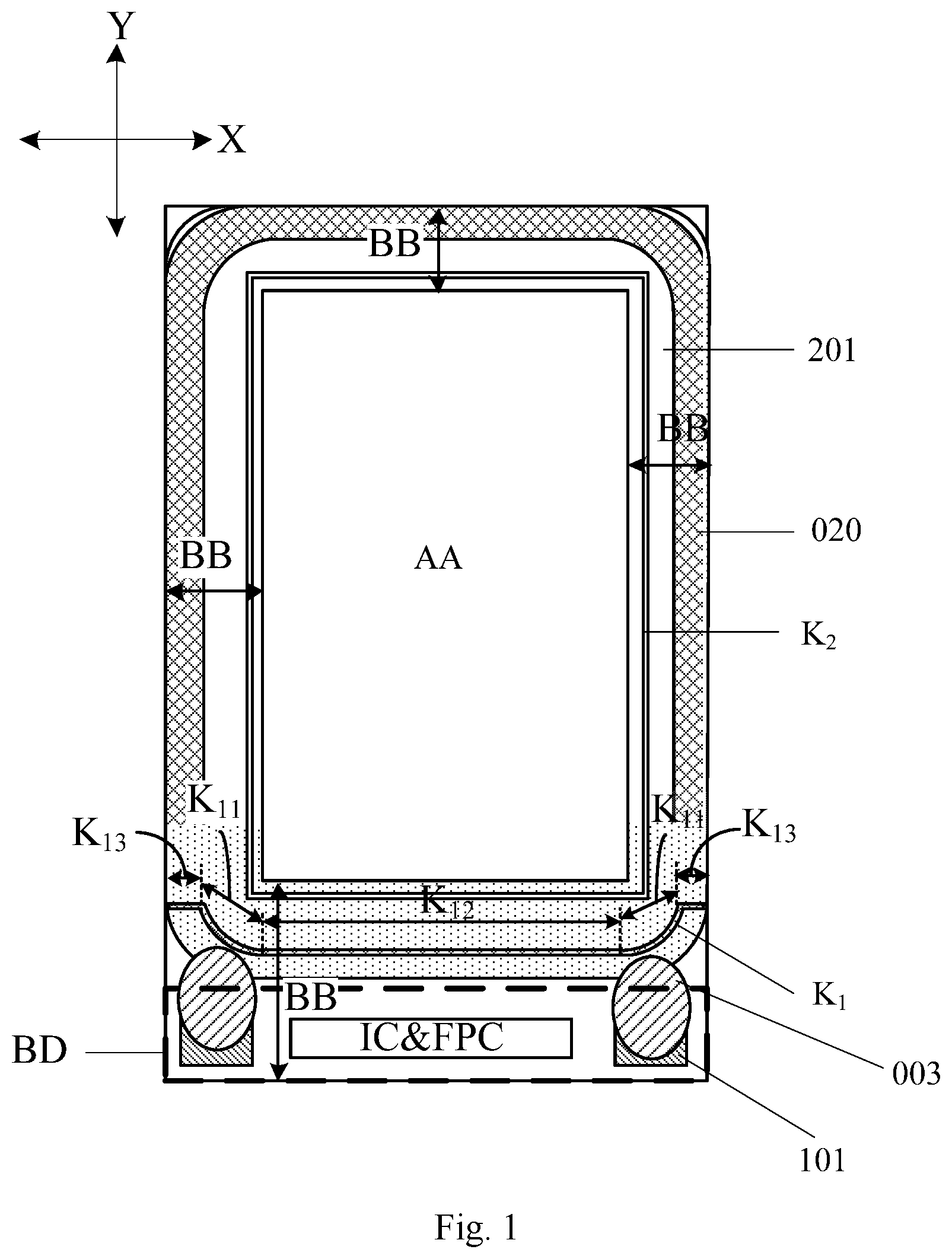 Patent US12313930 — Display device and assembly method therefor — Figure 1