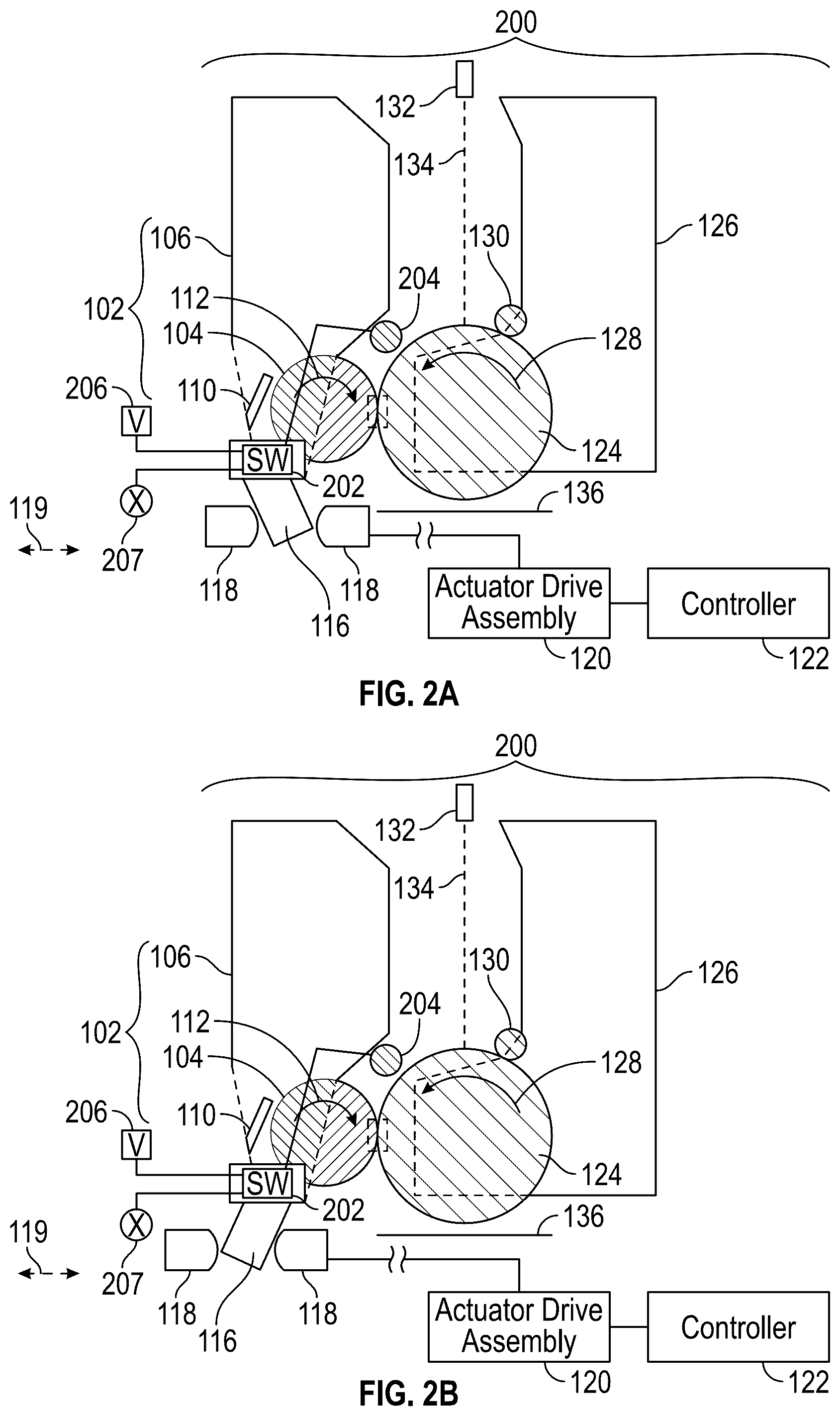 Patent US12313984 Figure 3 – Disruptions of toner transfers from developers to photoreceptors