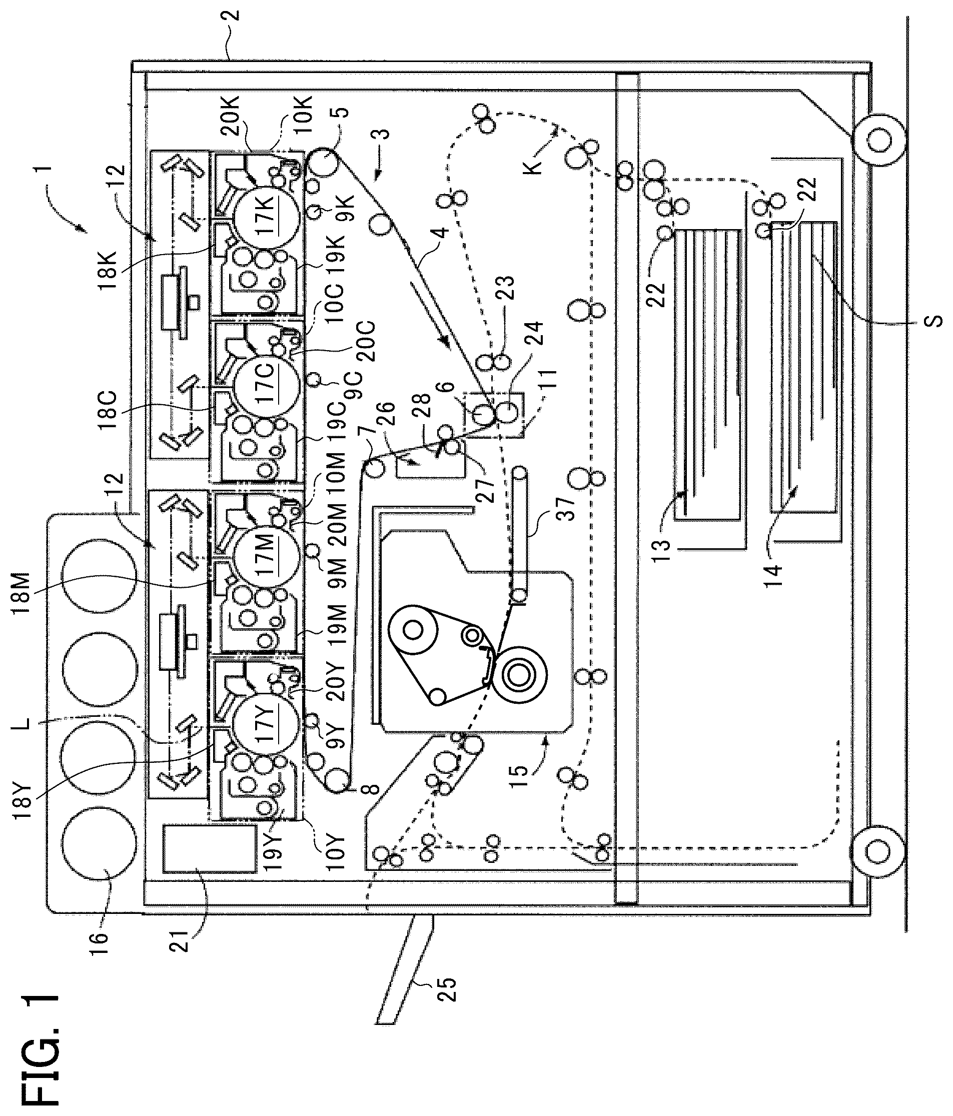 Patent US12313991 — Fixing device and image forming apparatus incorporating the same which includes a lubricant supplier and a lubricant collector — Figure 1