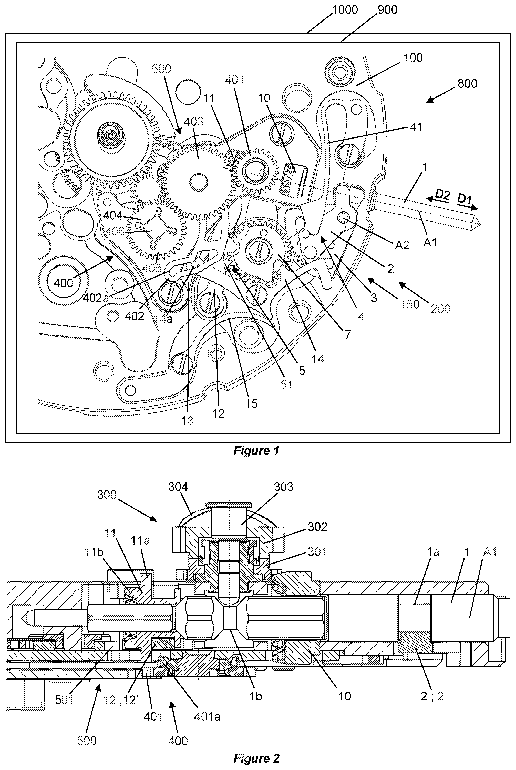 Patent US12314010 — Device for selecting timepiece functions — Figure 1