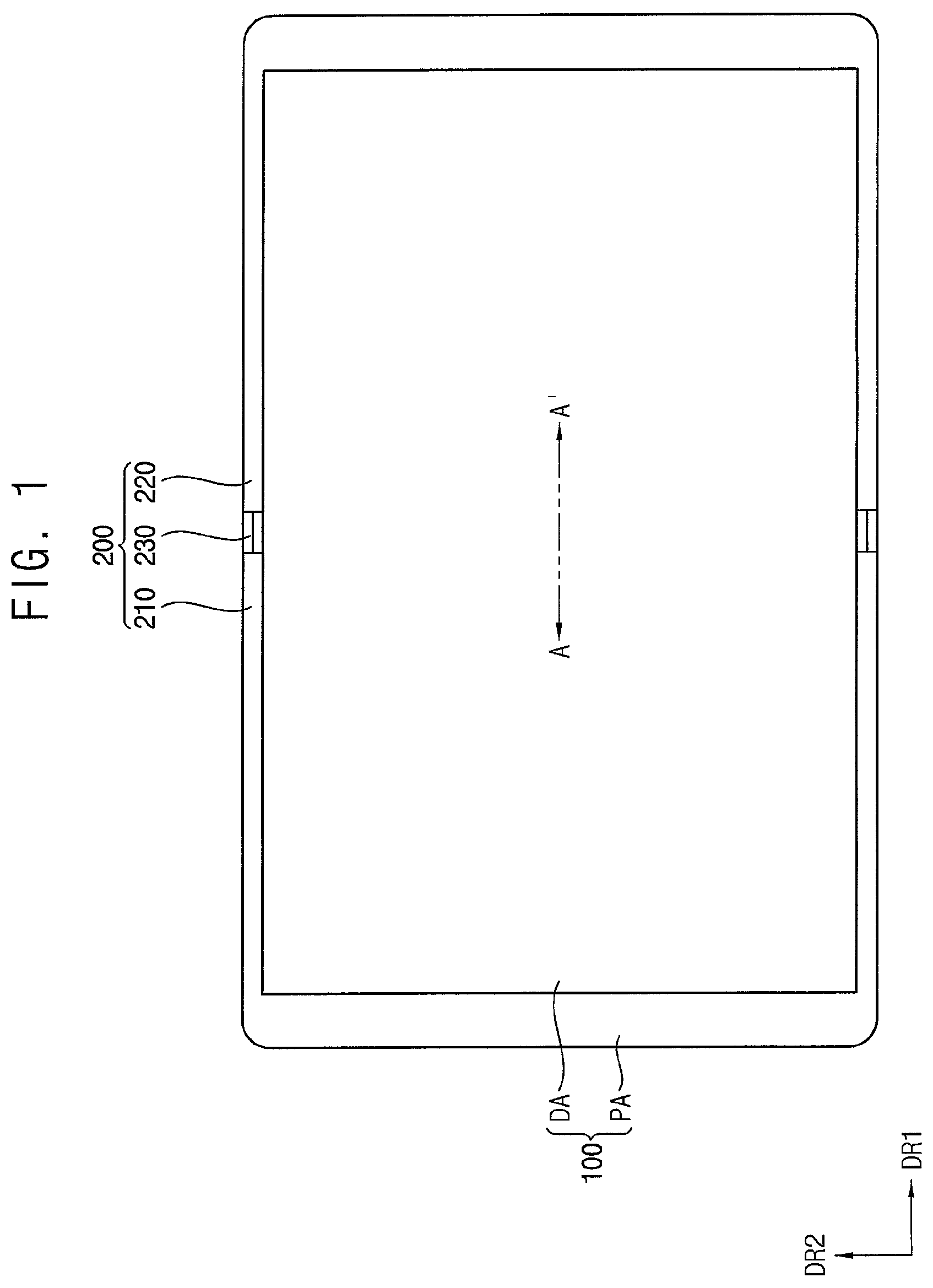 Patent US12314090 — Foldable display device having a flexible display module and a support with a patterned portion — Figure 1