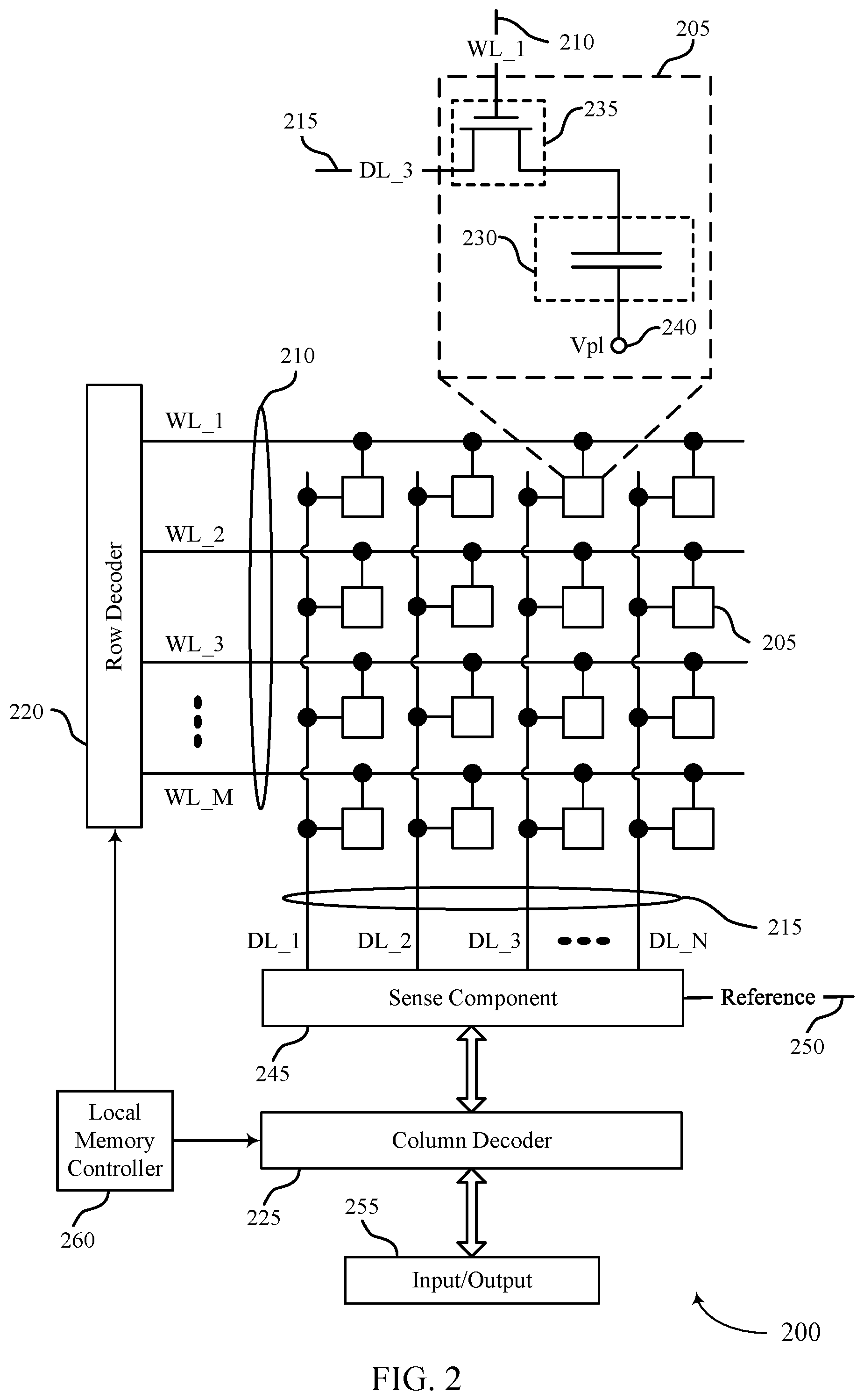 Patent US12314128 Figure 2 – Channel modulation for a memory device