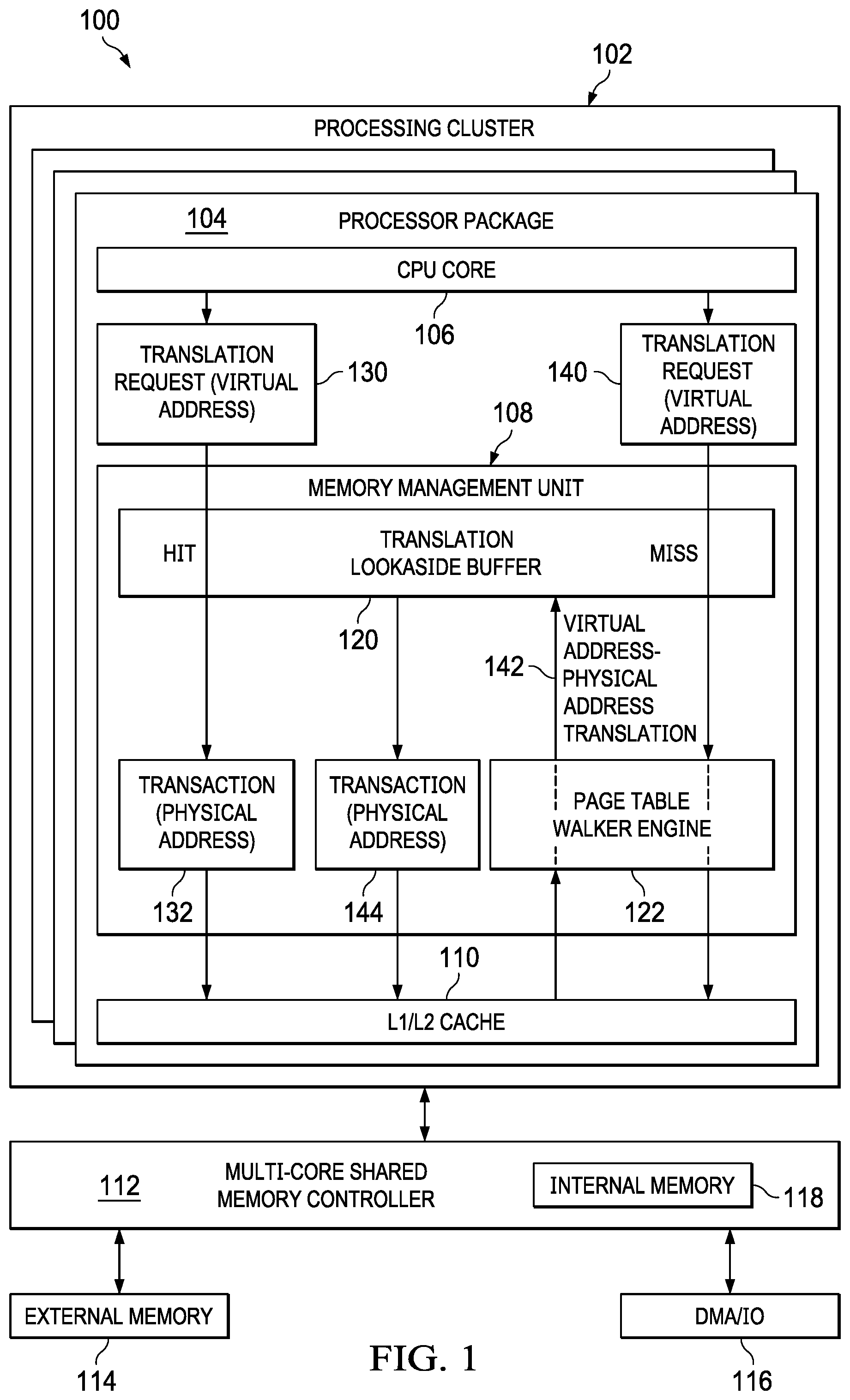 Patent US12314187 — Software-hardware memory management modes — Figure 1