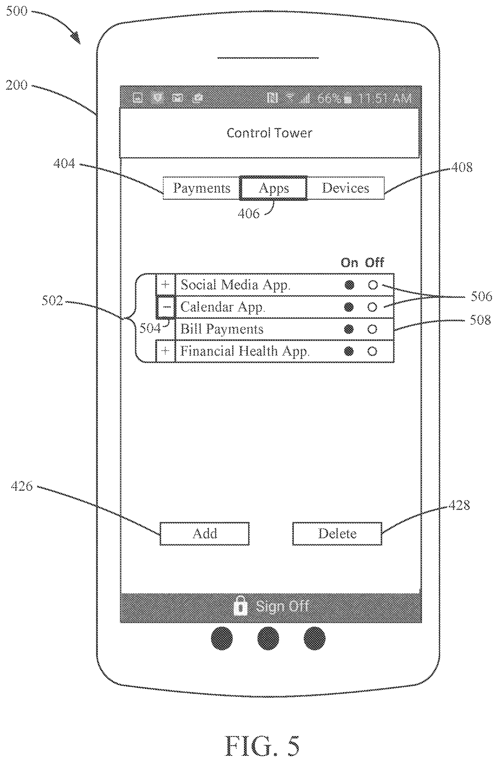 Patent US12314435 Figure 5 – Control tower for defining access permissions based on data type
