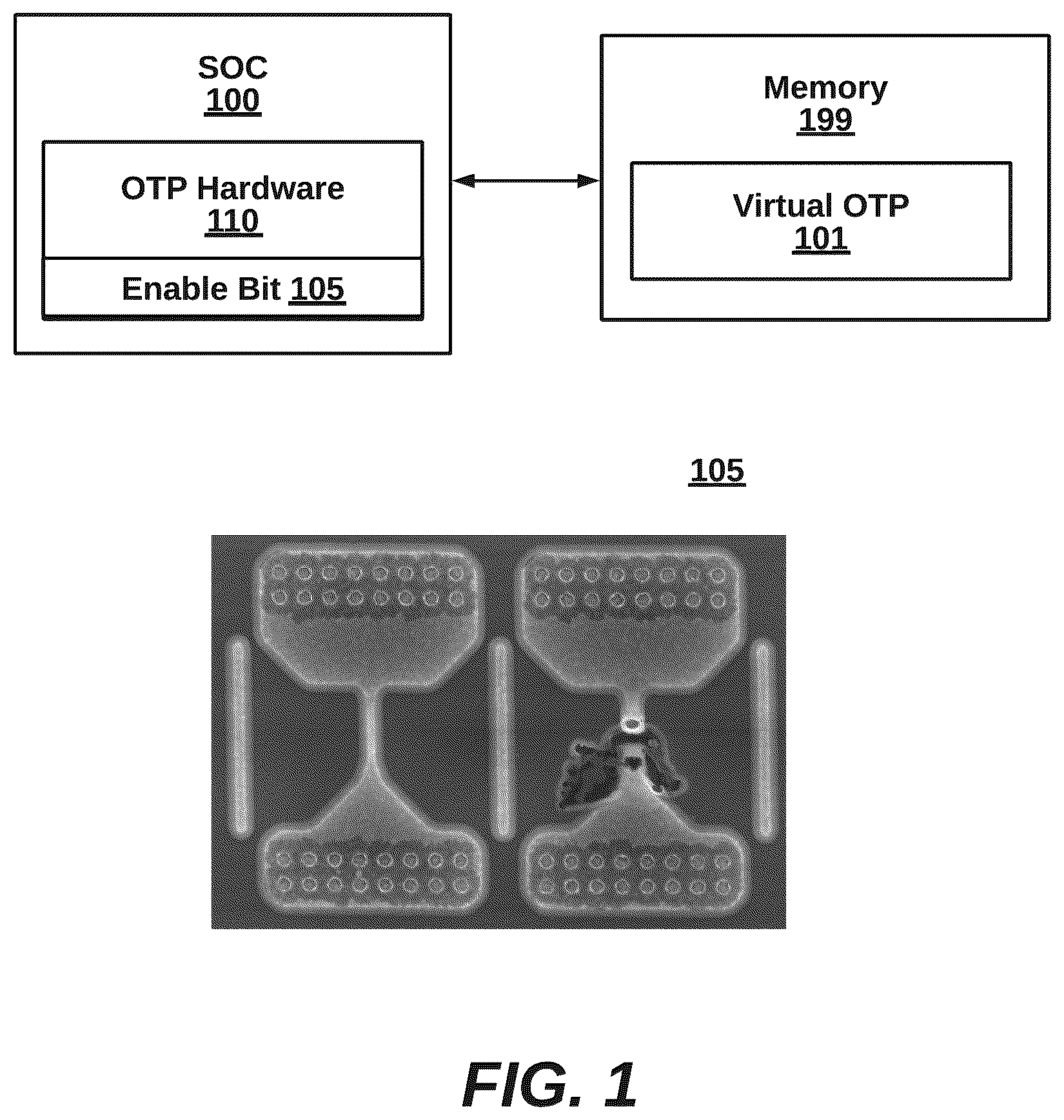 Patent US12314455 — Virtual one-time programming (OTP) to avoid dead chip during OTP device programming — Figure 1