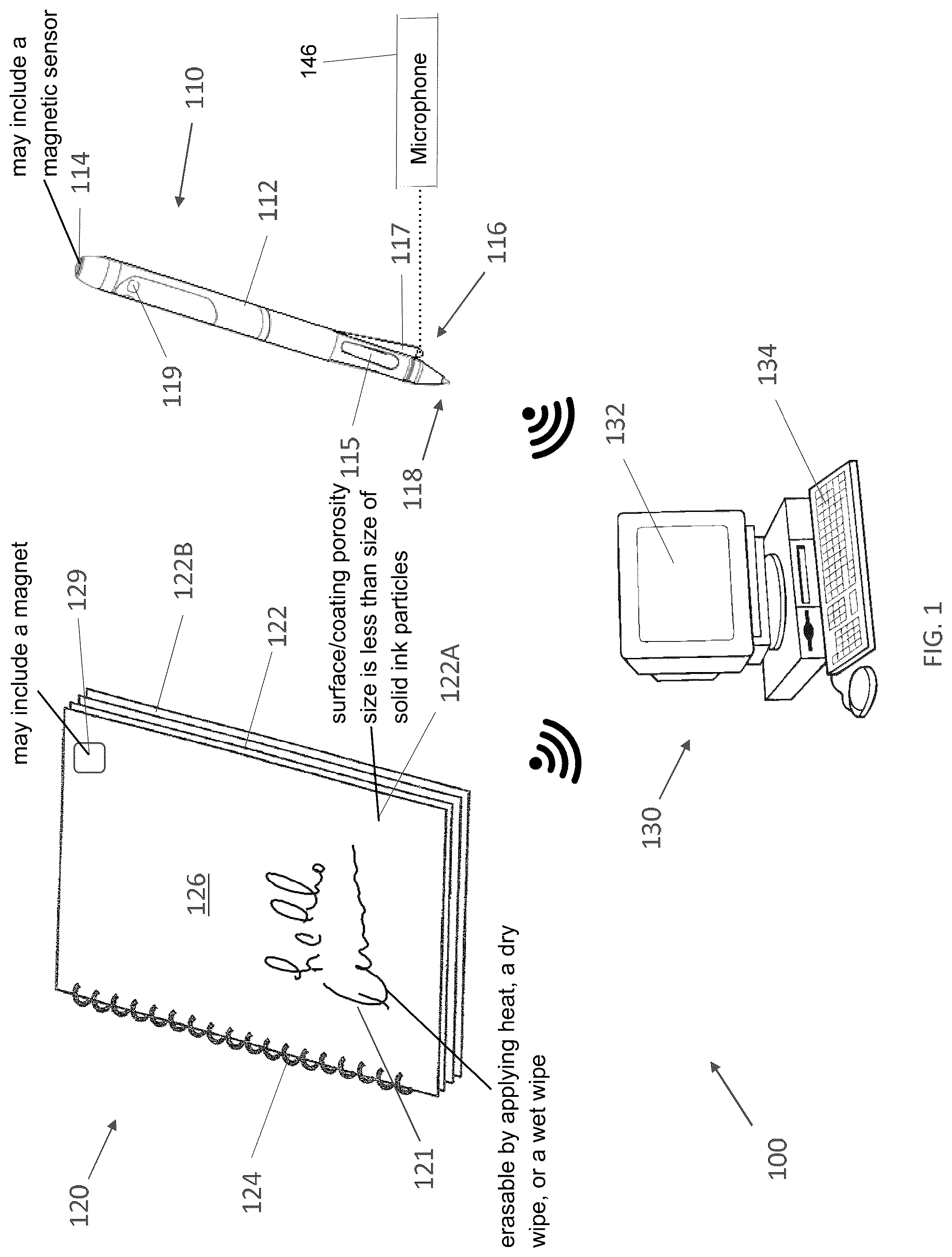 Patent US12314484 — Reusable notebook including a sheet having a printed code and methods thereof — Figure 1