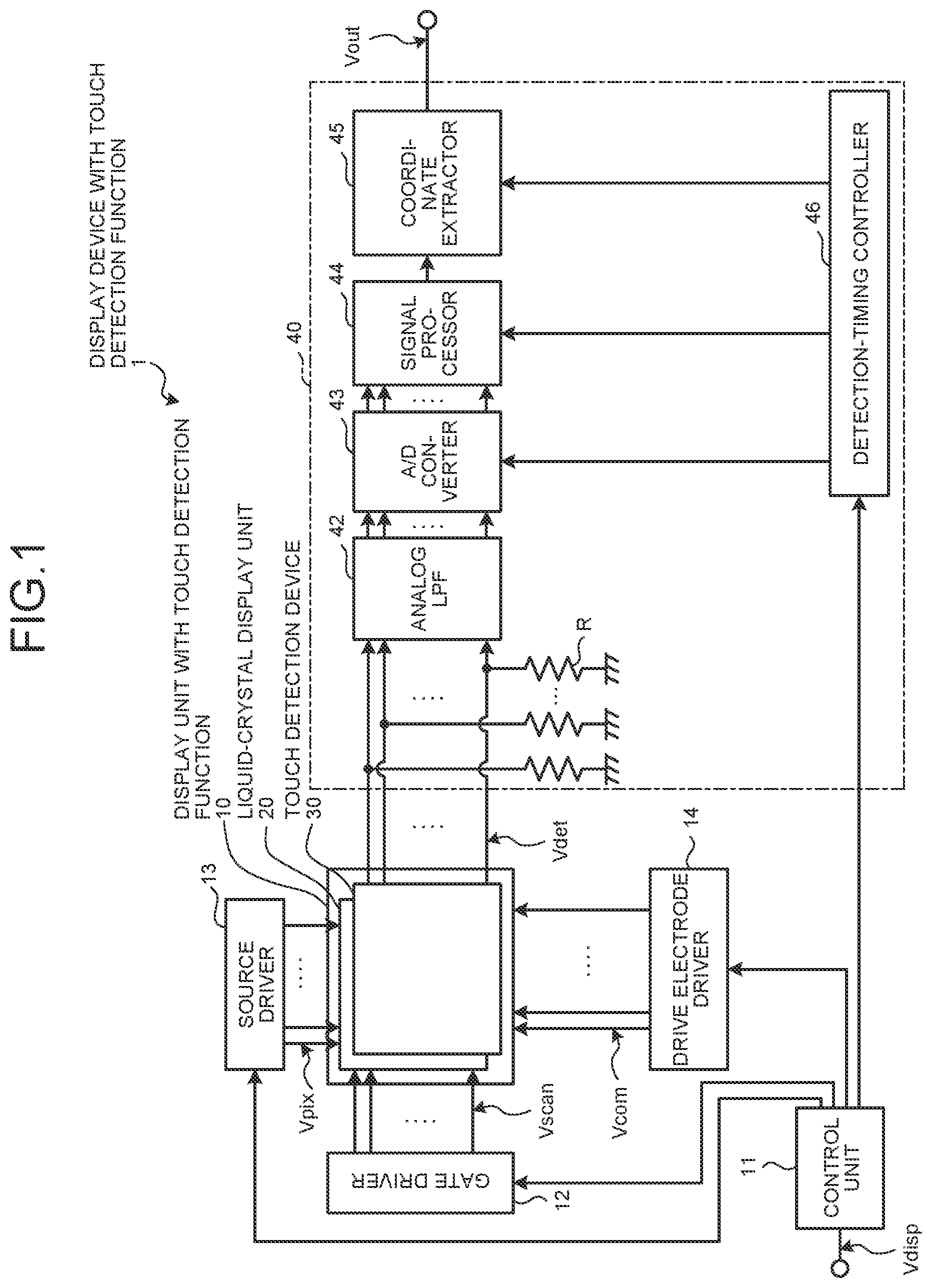 Patent US12314499 — Display device with touch detection function — Figure 1