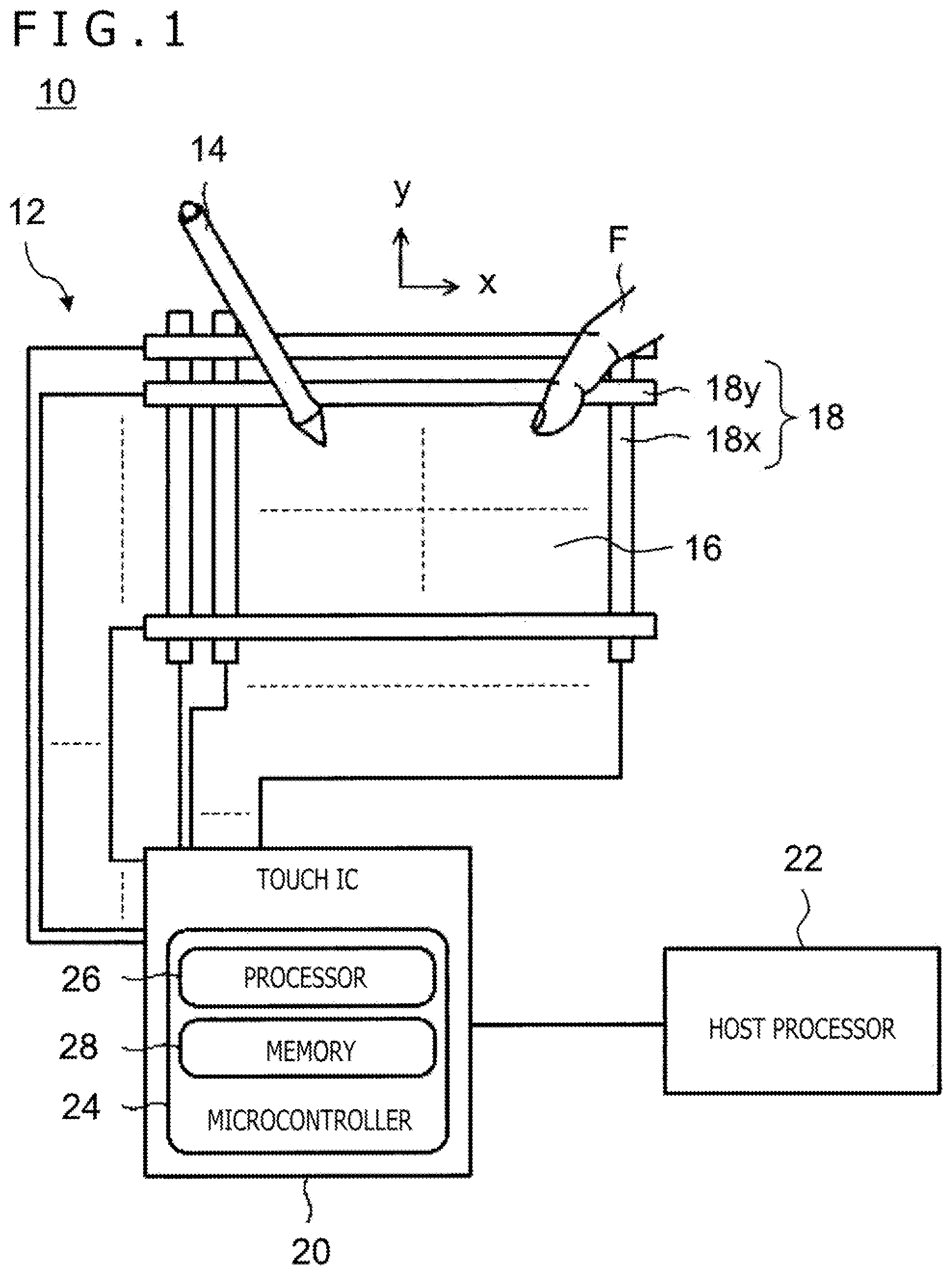 Patent US12314516 — Pen state detection circuit and method inhibiting unexpecterd results from periphery of touch sensor — Figure 1