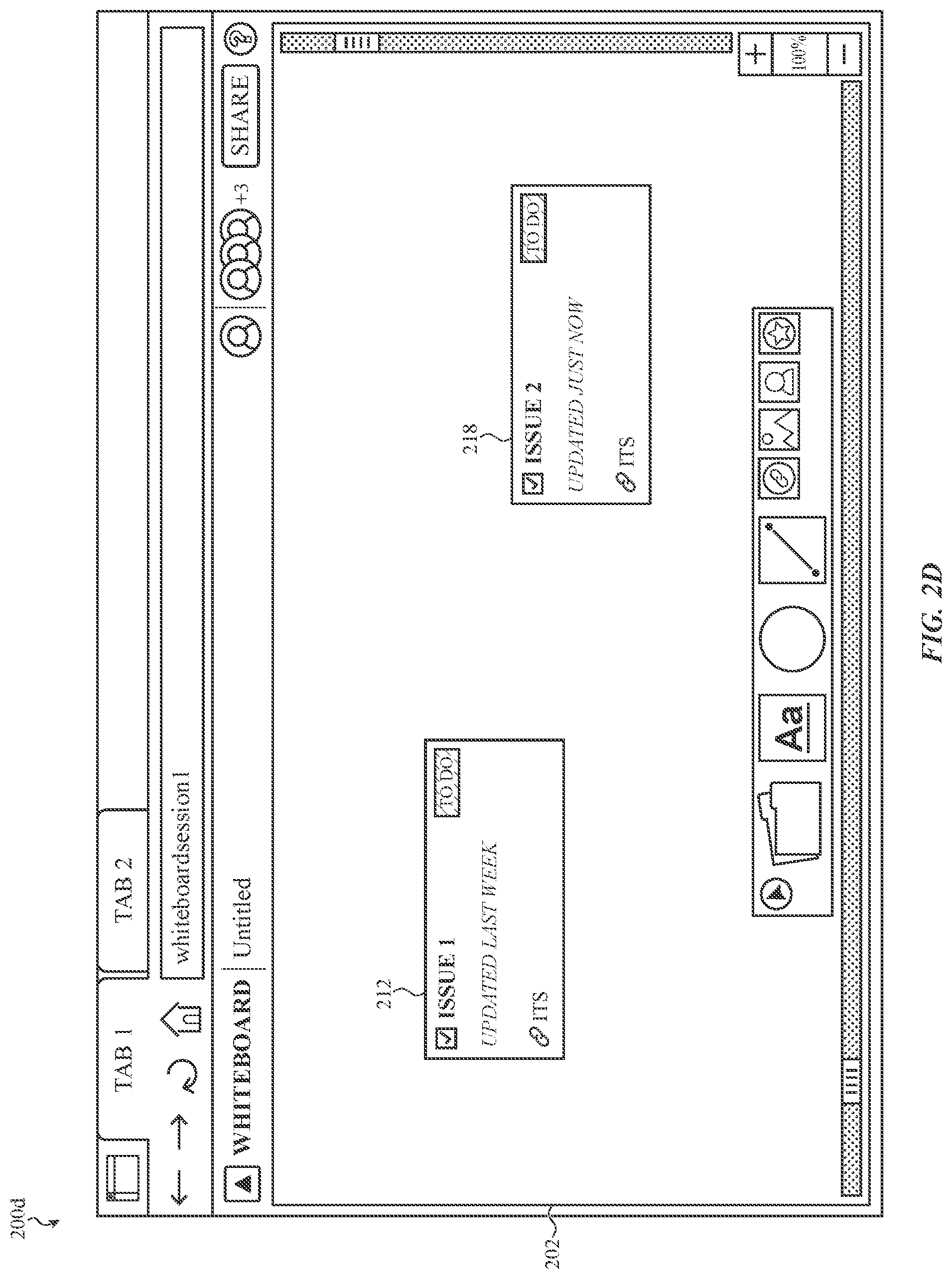 Patent US12314543 Figure 5 – Virtual whiteboarding application for visualizing and organizing issues from an issue tracking system