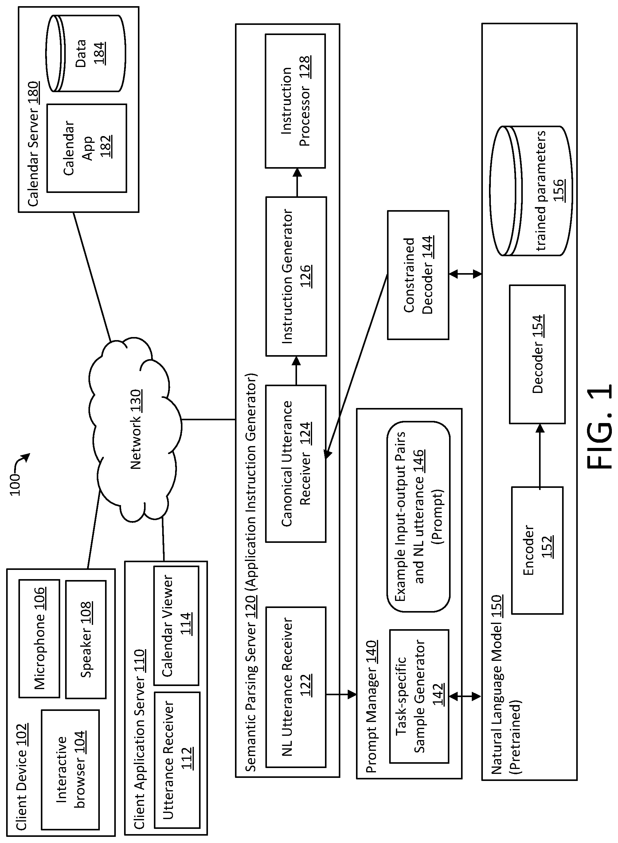 Patent US12314670 — Semantic parsing of utterance using contractive paraphrasing — Figure 1