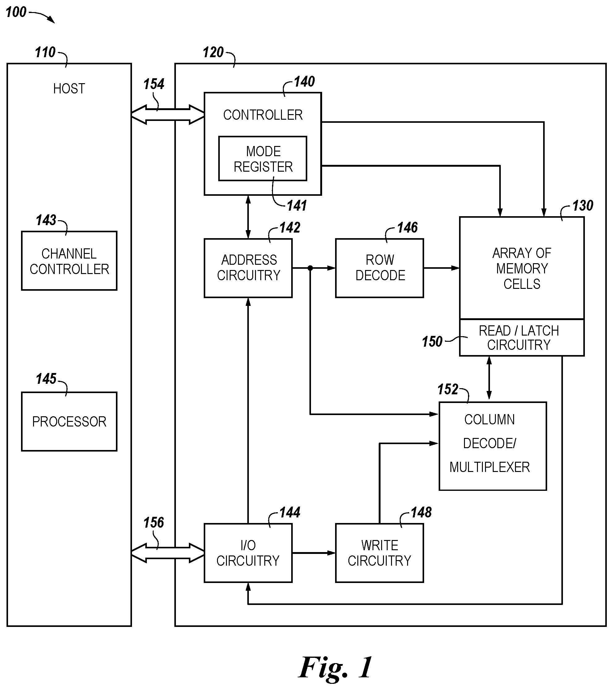 Patent US12314723 — Apparatuses and methods for ordering bits in a memory device — Figure 1