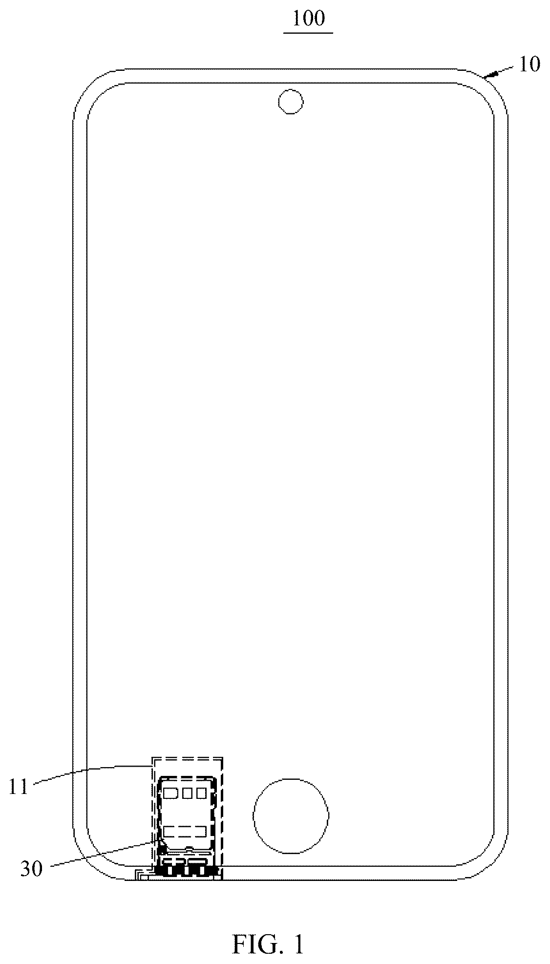 Patent US12314797 — Single-card holder, electronic device, and card holder recognition method — Figure 1