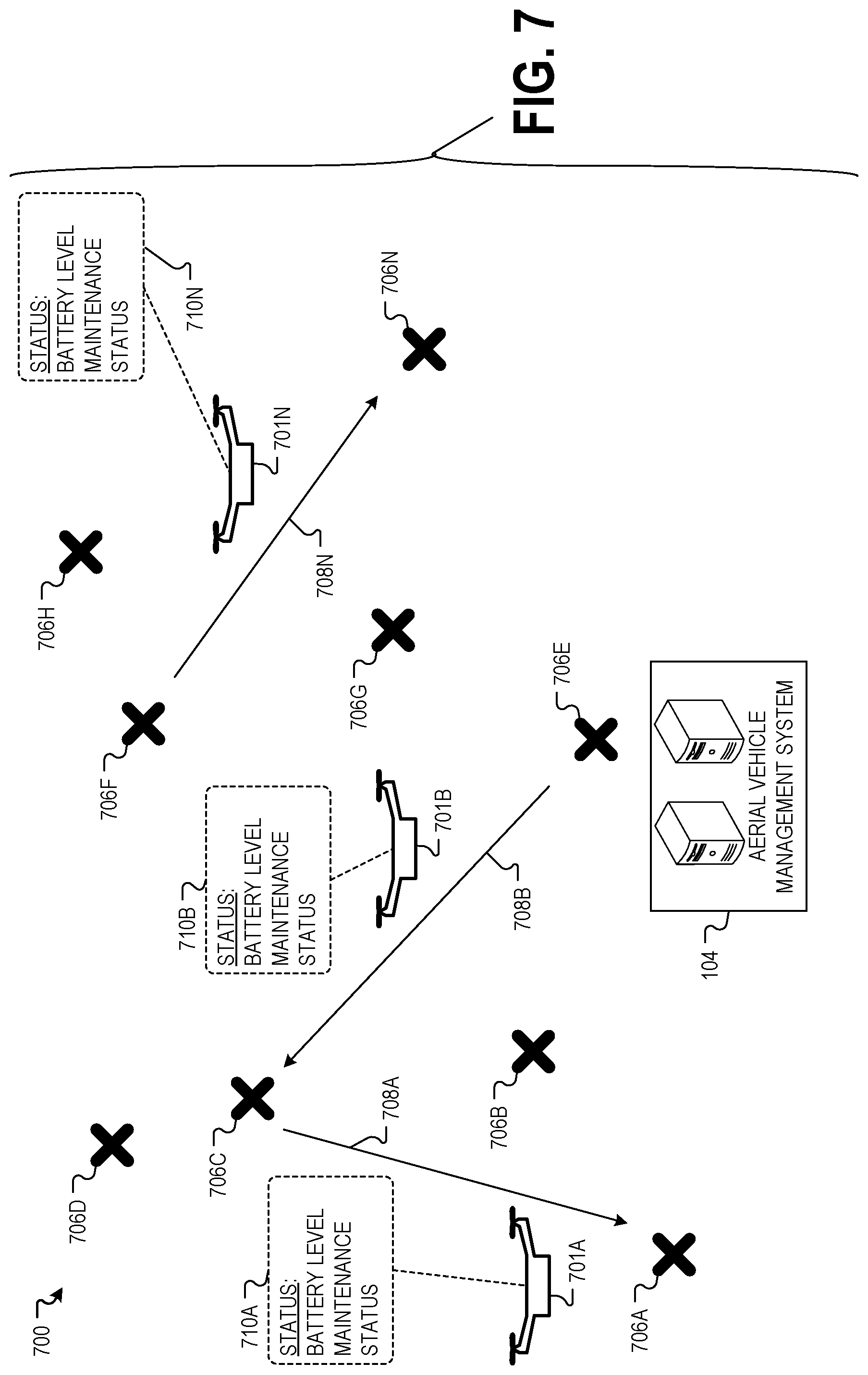 Patent US12314891 Figure 7 – Aerial vehicle delivery of items