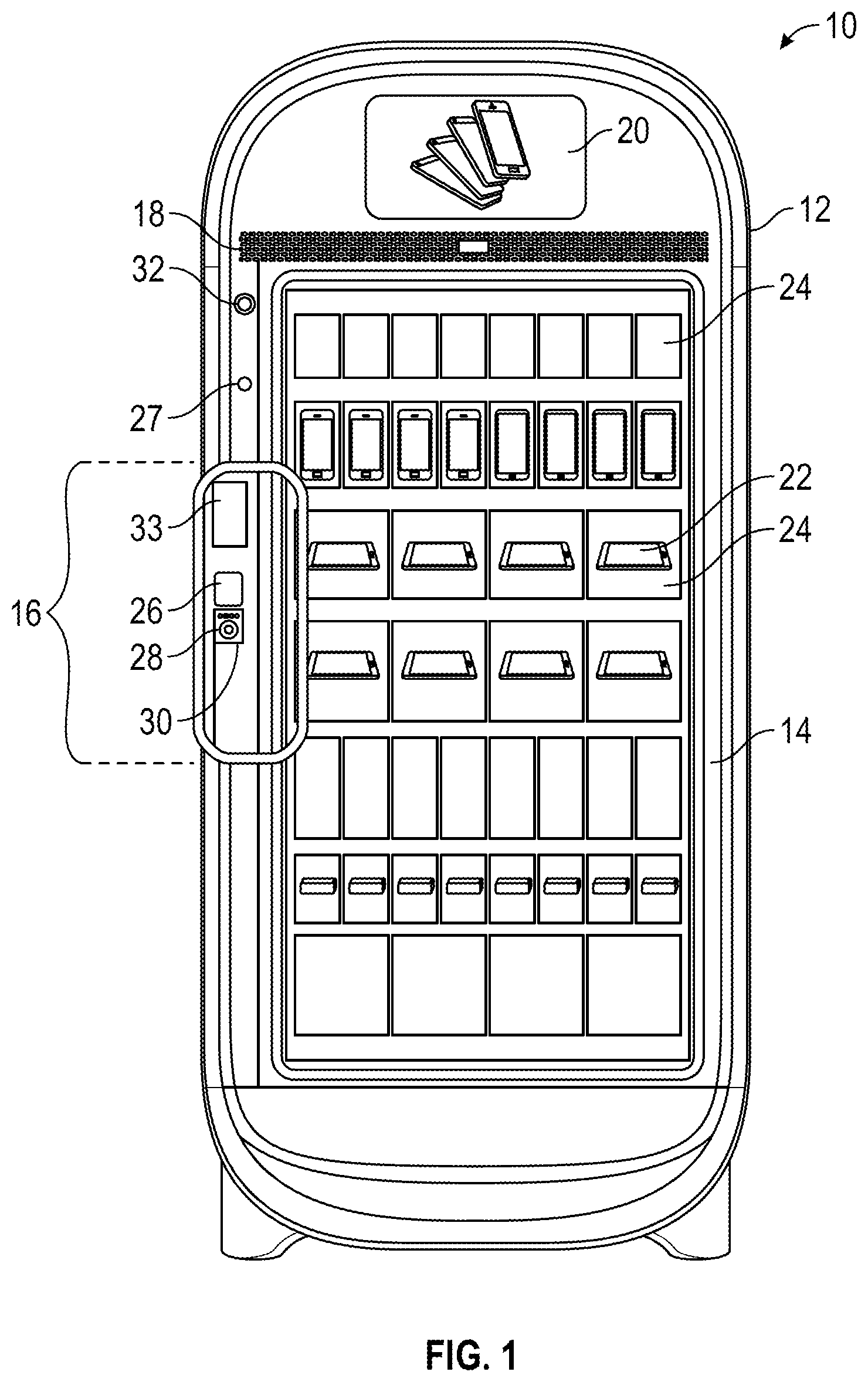 Patent US12314917 Figure 1 – Cantilevered weight sensitive shelf, rail, and mounting system