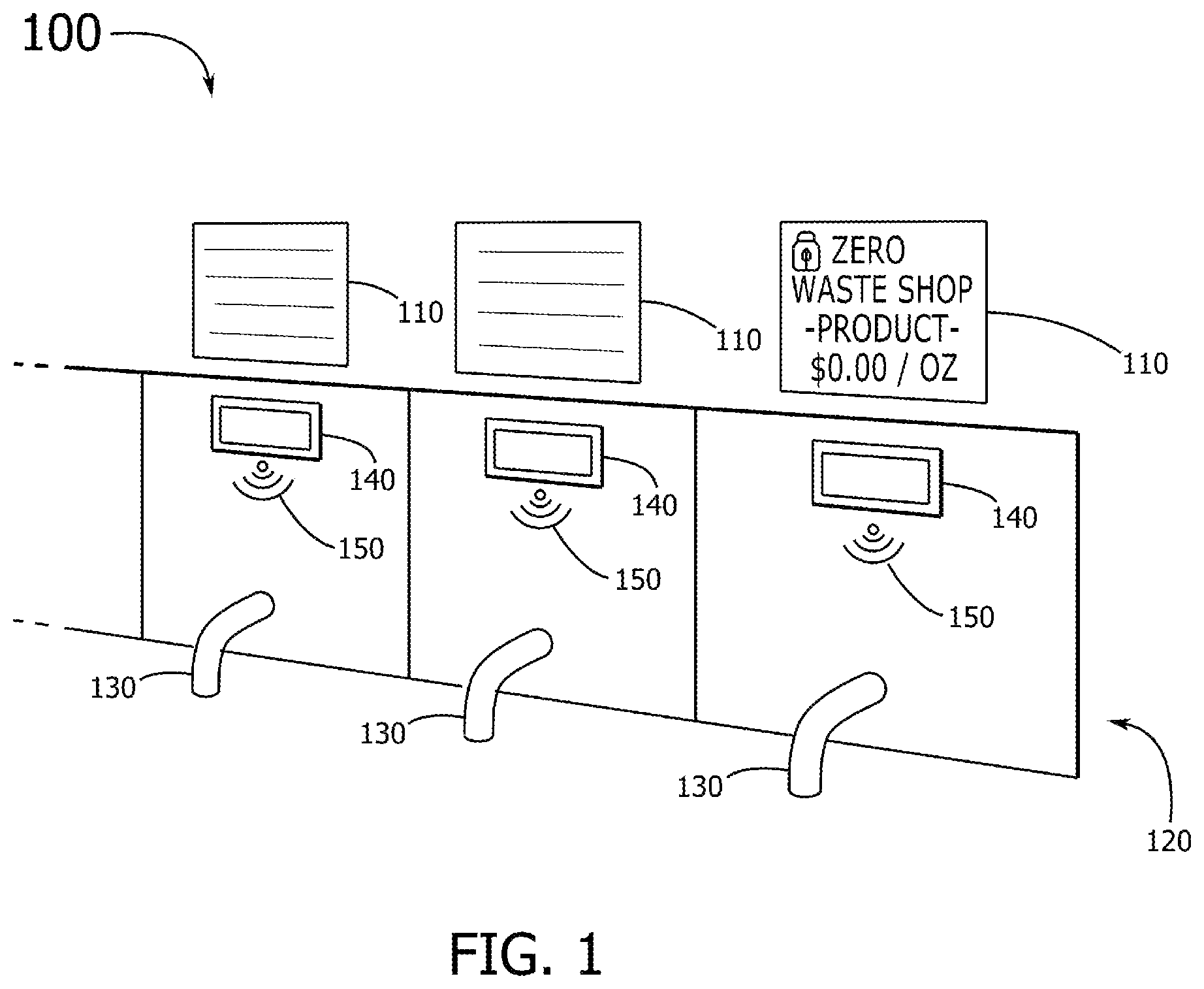 Patent US12314924 — RFID dispenser and measuring system for consumer liquids — Figure 1