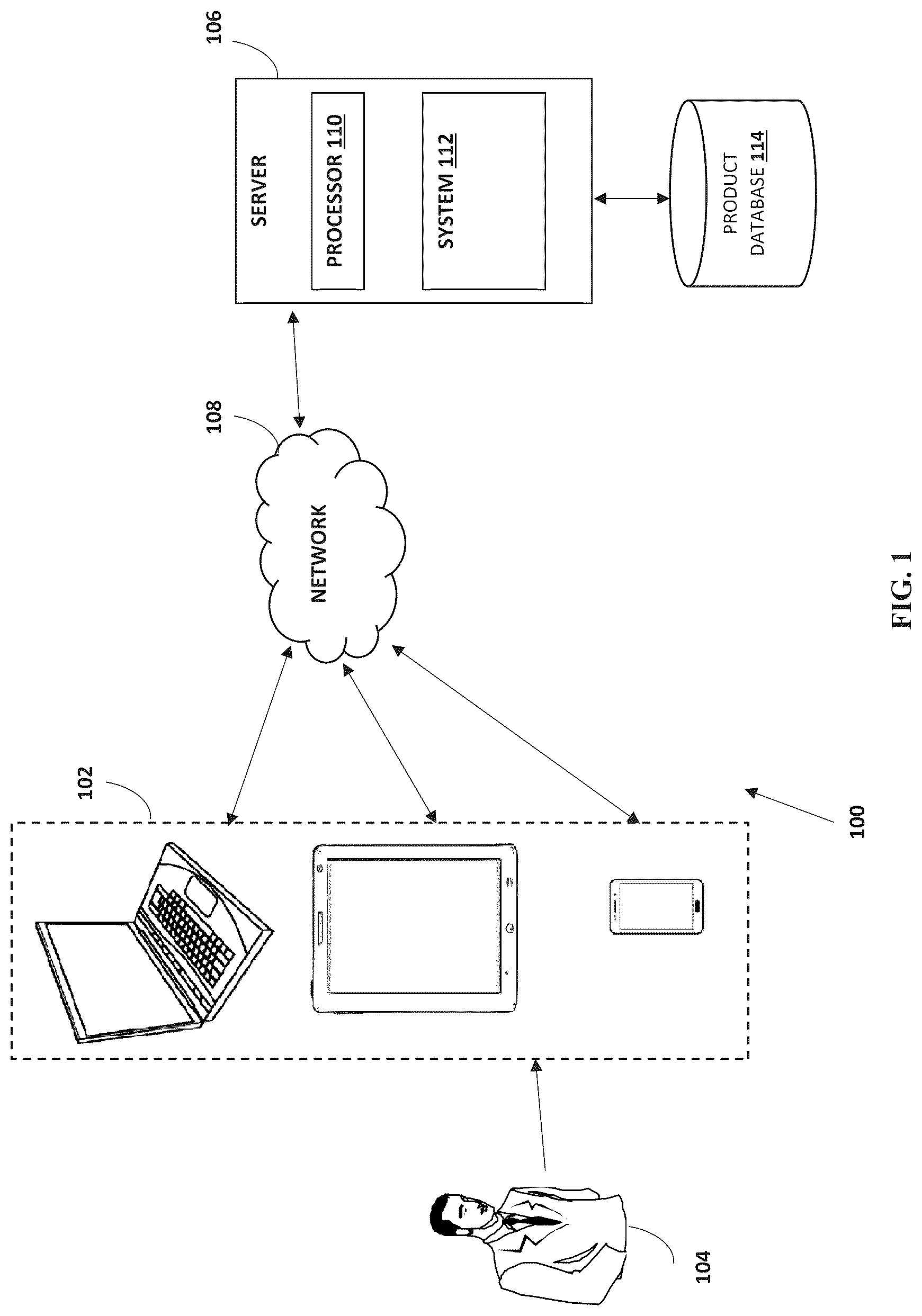 Patent US12314998 Figure 1 – Method and system for providing a customizable virtual representation to a user for enabling selection of construction products and installation products