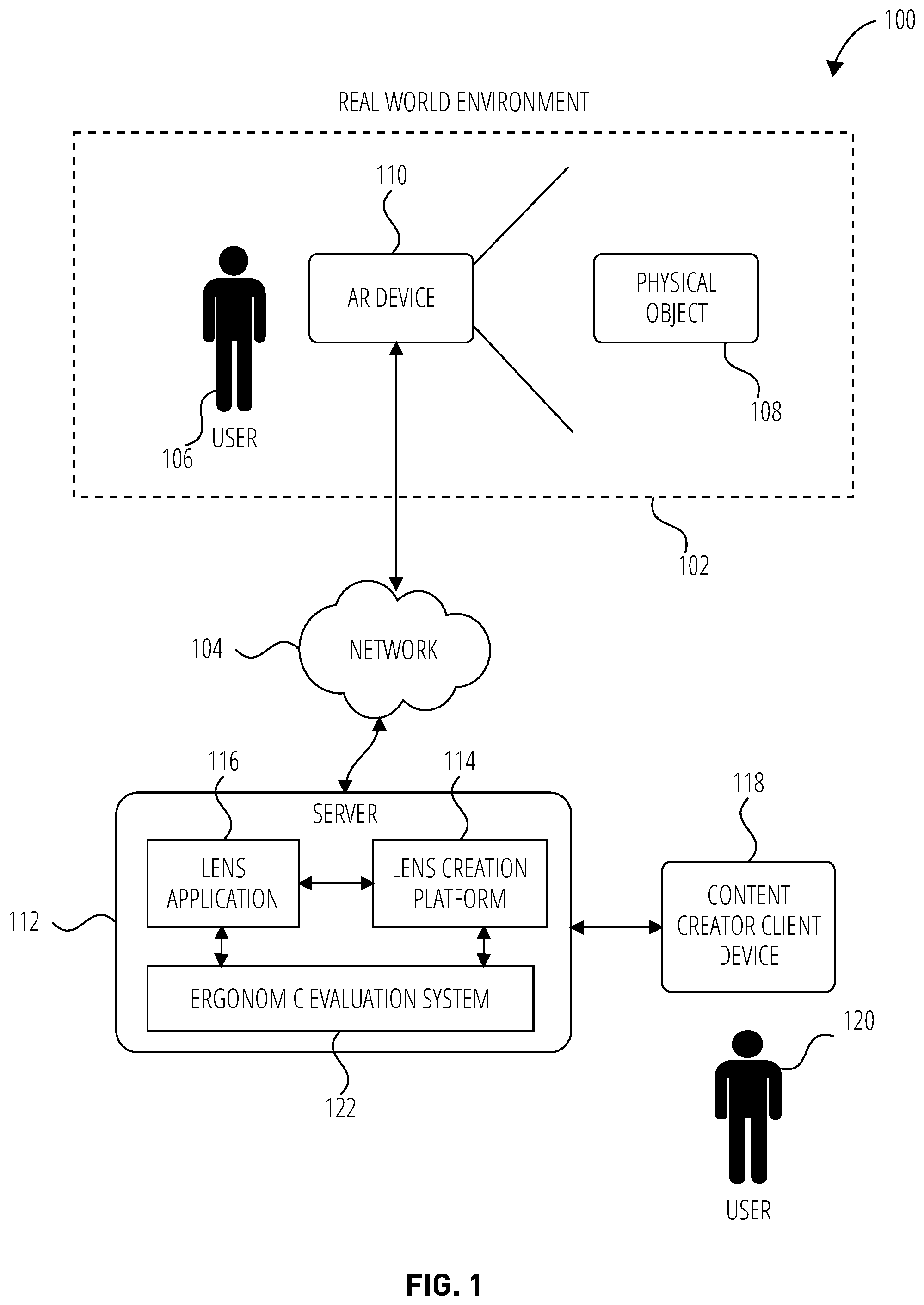 Patent US12315089 — Augmented reality ergonomics evaluation system — Figure 1