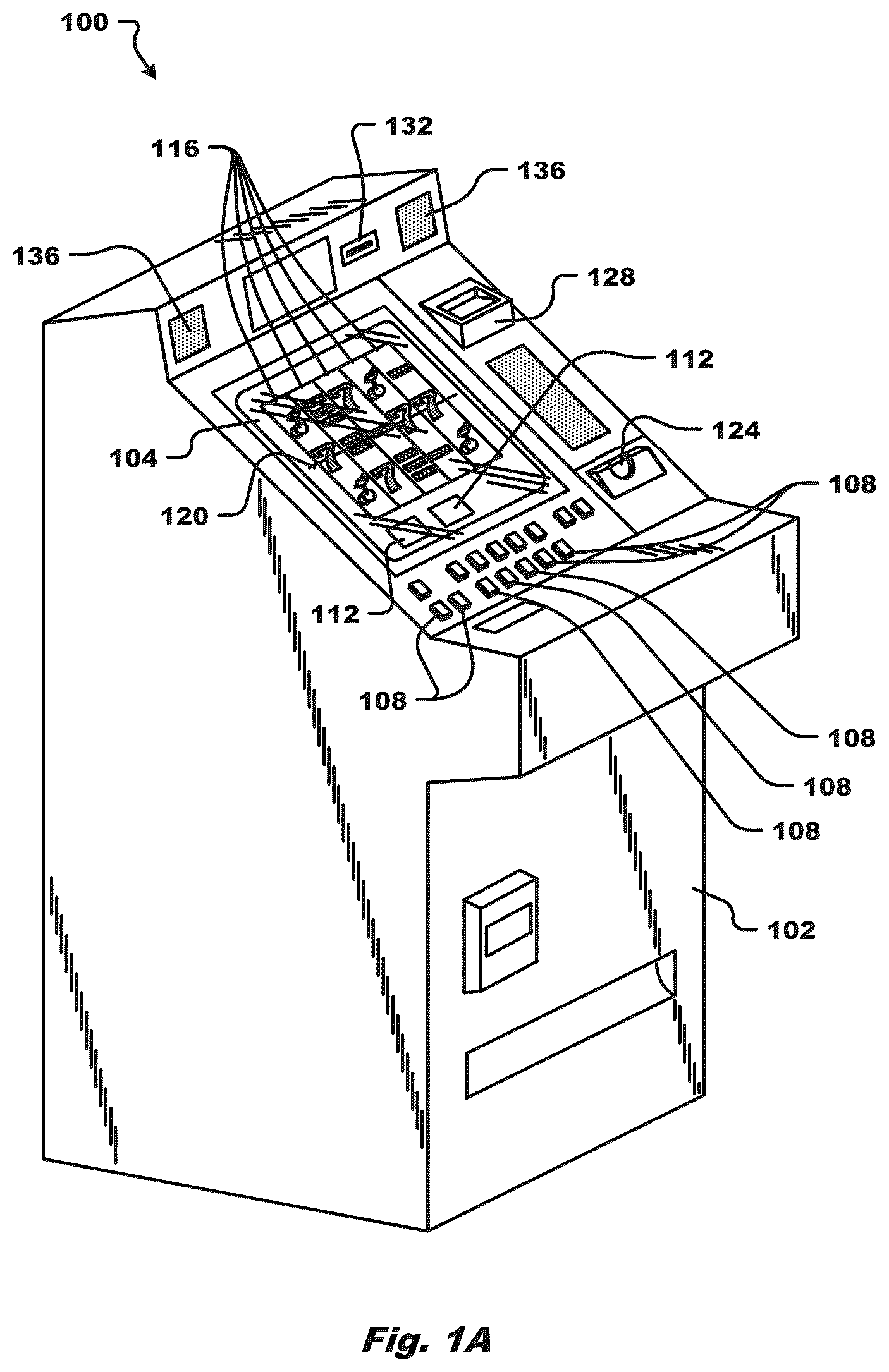Patent US12315342 Figure 1 – Gaming systems and methods for removing a game symbol from a reel