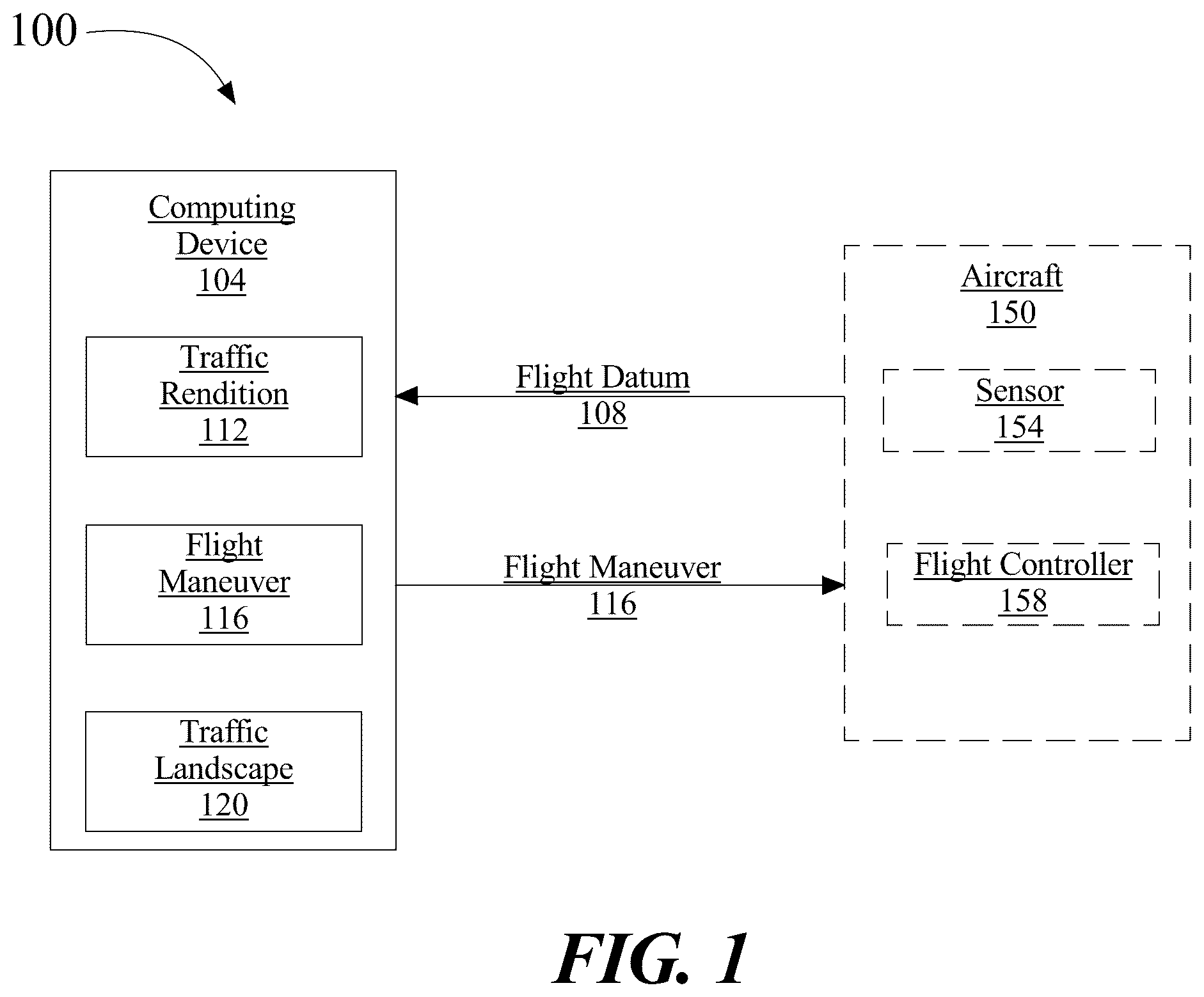 Patent US12315381 Figure 1 – System and method for digital communication of a flight maneuver