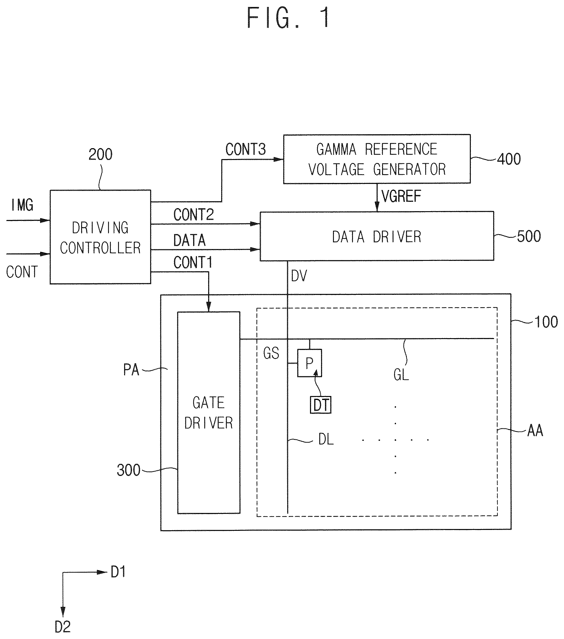 Patent US12315401 — Display apparatus, virtual reality display system including the same, augmented reality display system and method of driving the same — Figure 1