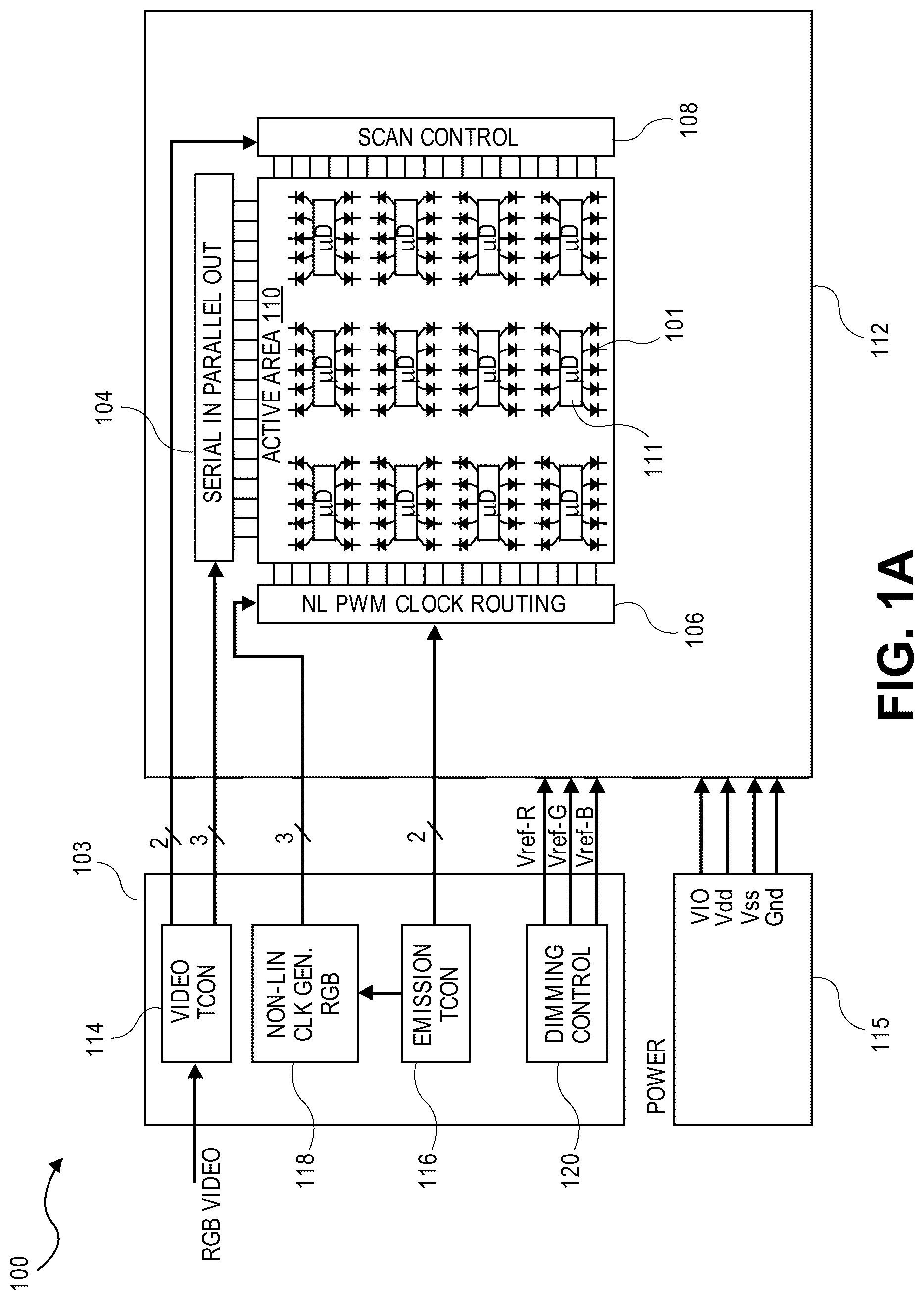 Patent US12315418 — Display panel redundancy schemes — Figure 1