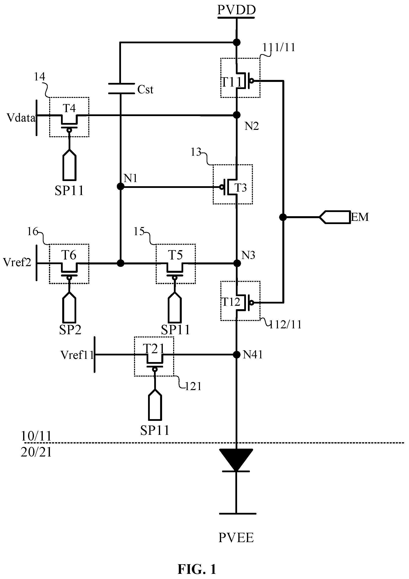 Patent US12315443 — Display panel, driving circuit and display device for ameliorating color cast phenomenon — Figure 1