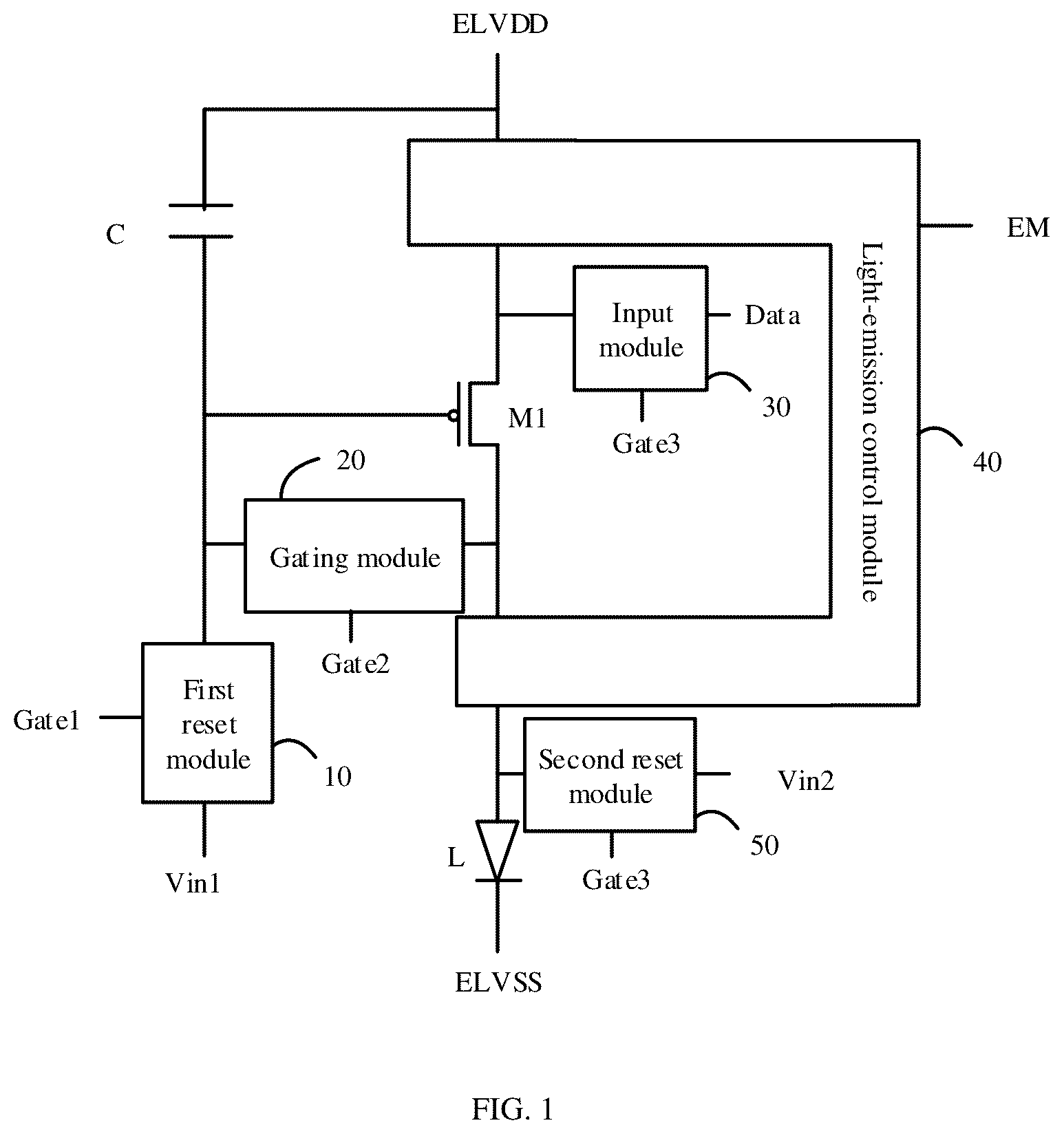 Patent US12315451 — Pixel circuit, method of driving pixel circuit, display panel, and display device — Figure 1