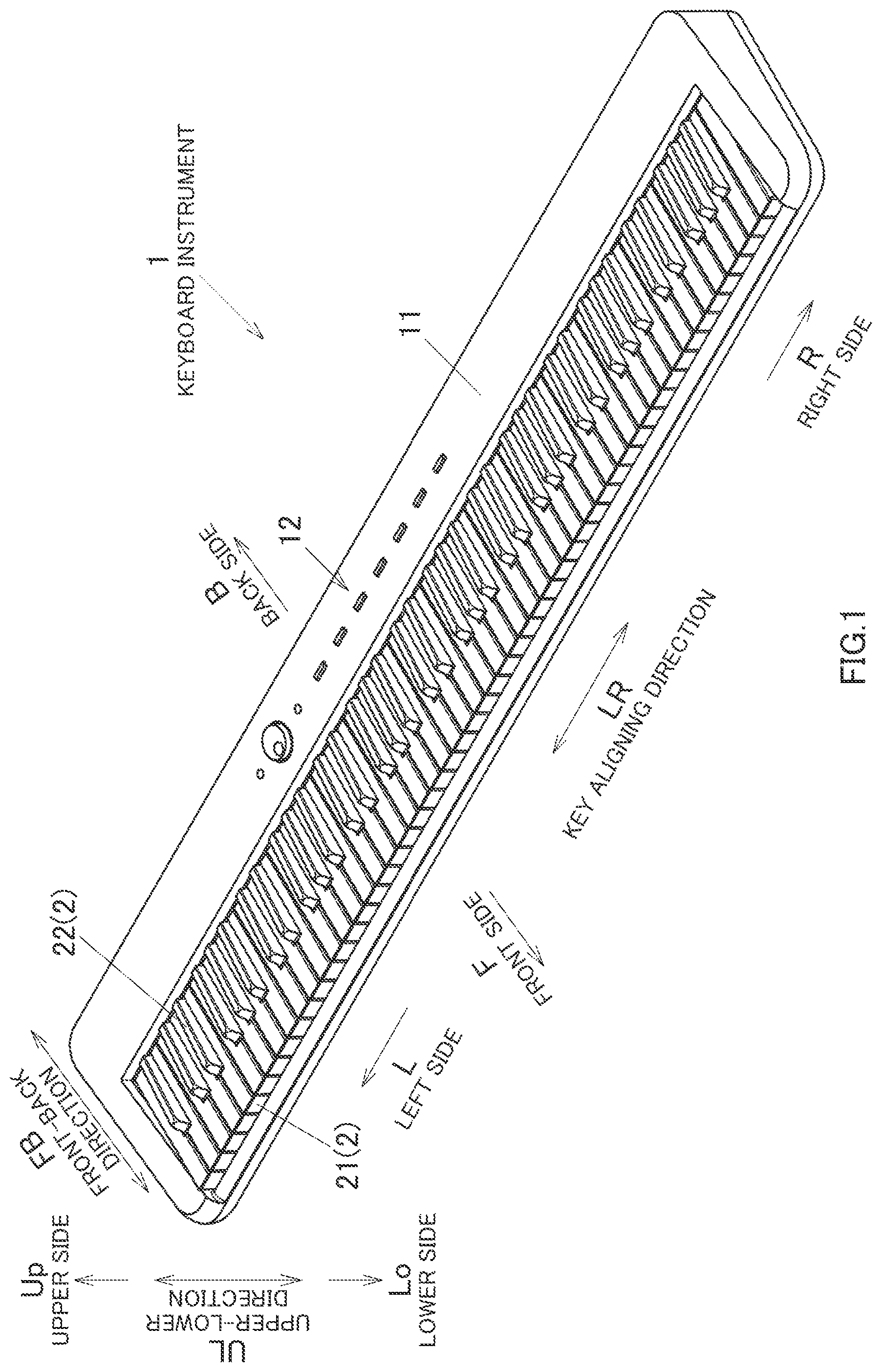 Patent US12315474 Figure 1 – Keyboard instrument