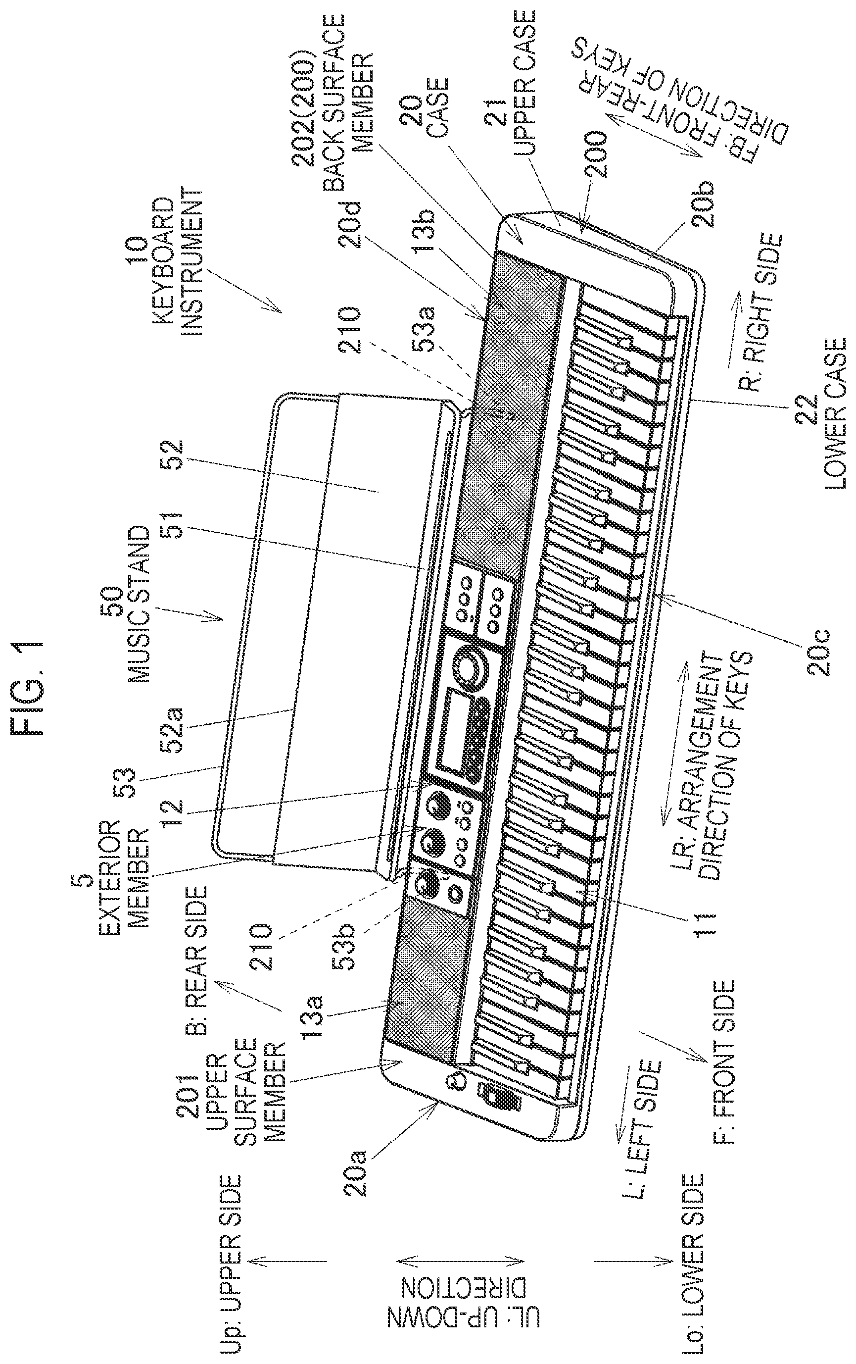 Patent US12315481 Figure 1 – Keyboard instrument