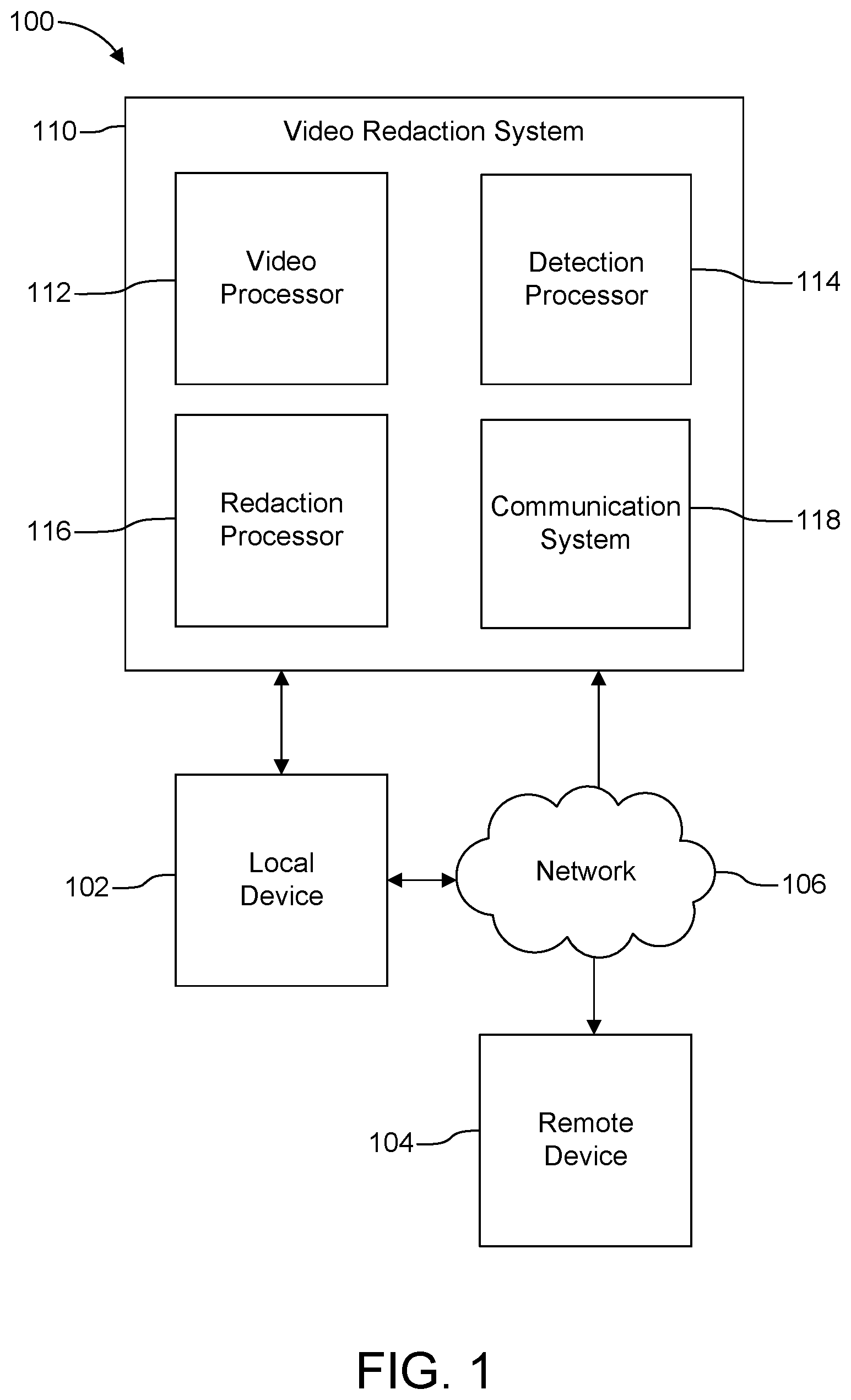 Patent US12315535 — Video redaction — Figure 1