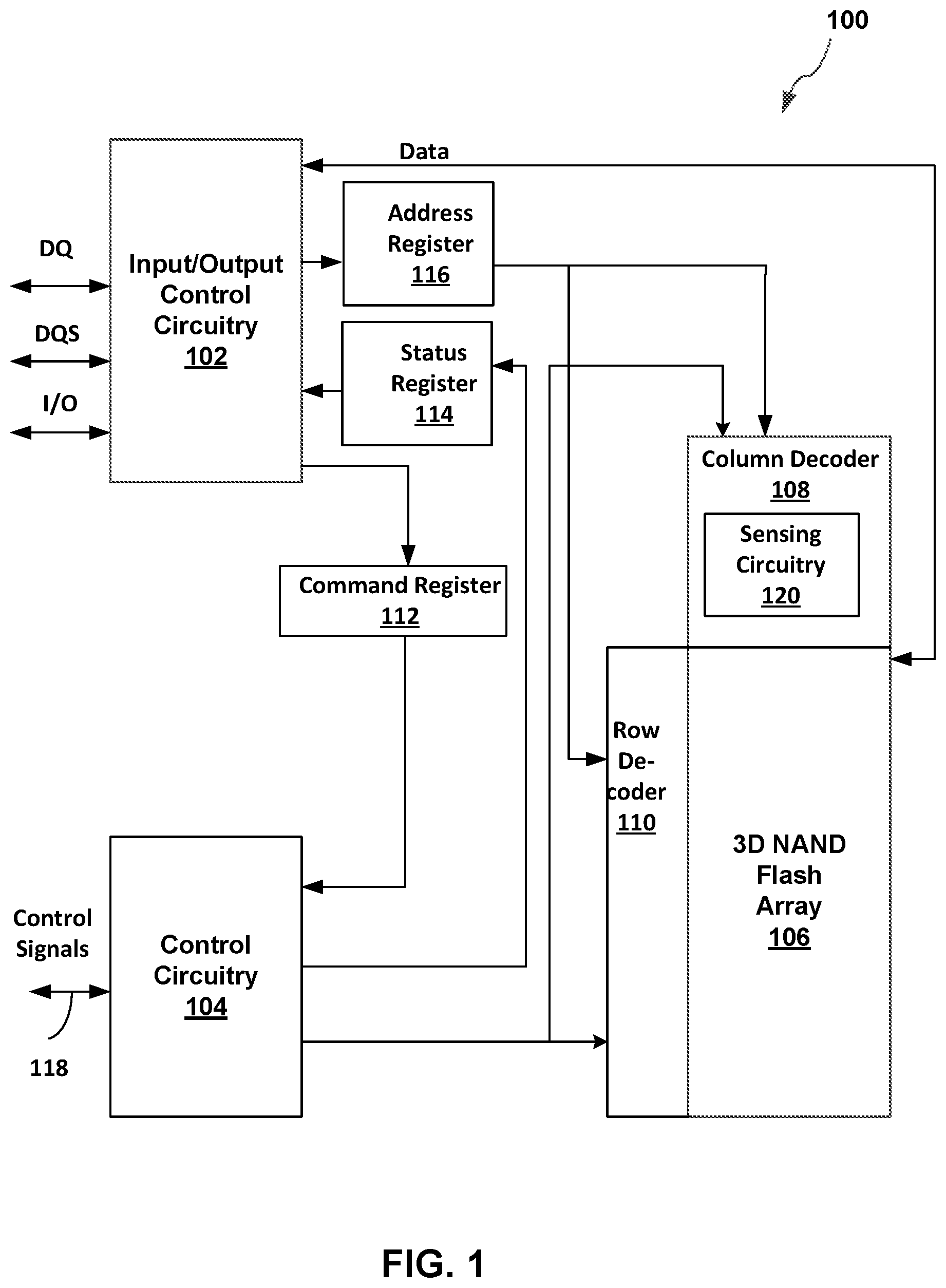Patent US12315573 — Method and apparatus to reduce power consumption of page buffer circuitry in a non-volatile memory device — Figure 1