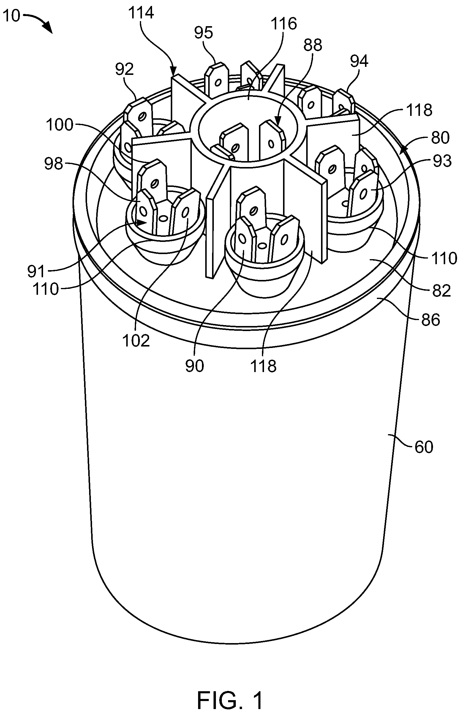Patent US12315679 — Capacitor with multiple elements for multiple replacement applications — Figure 1