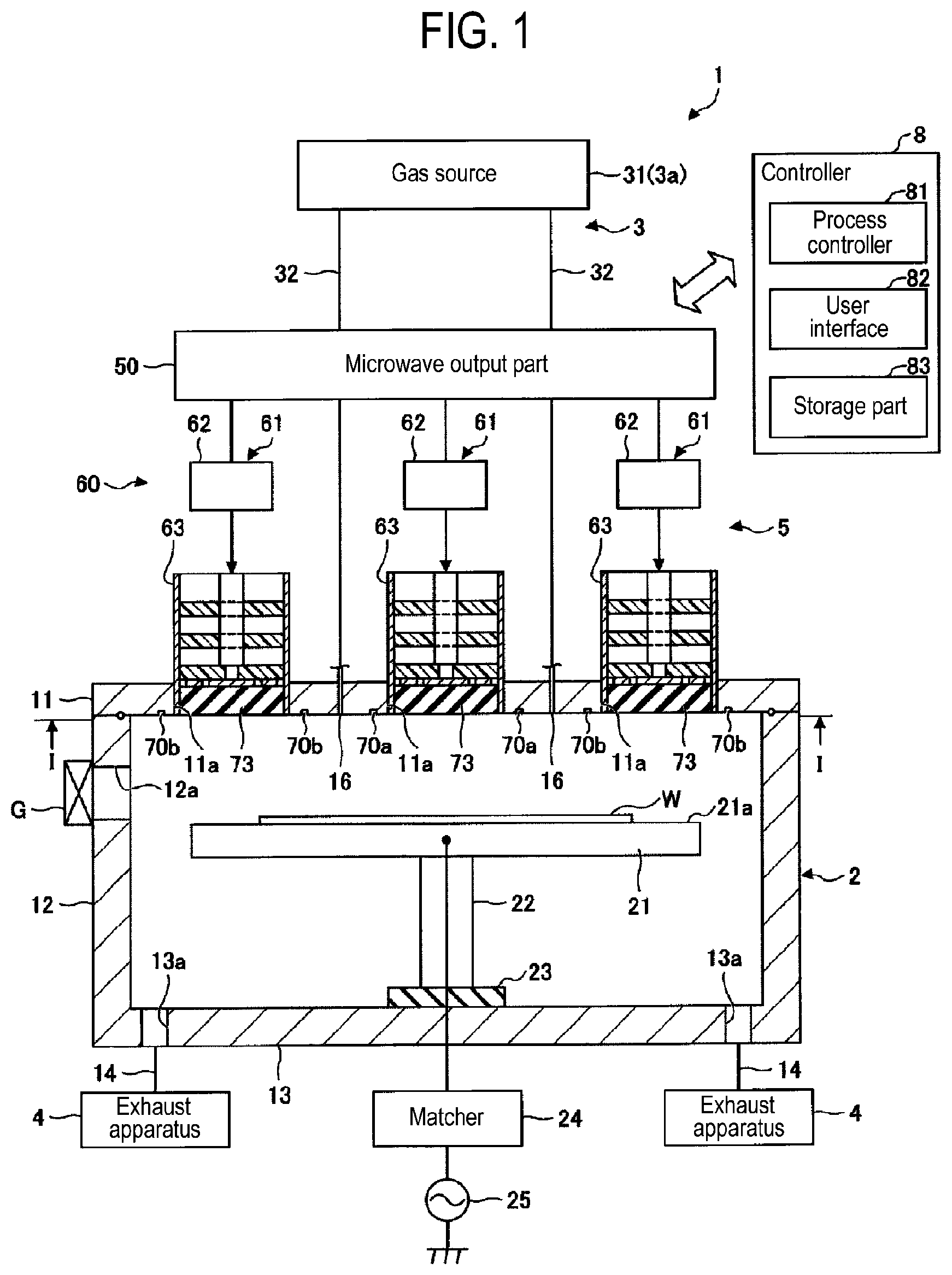 Patent US12315700 — Plasma processing apparatus and ceiling wall — Figure 1