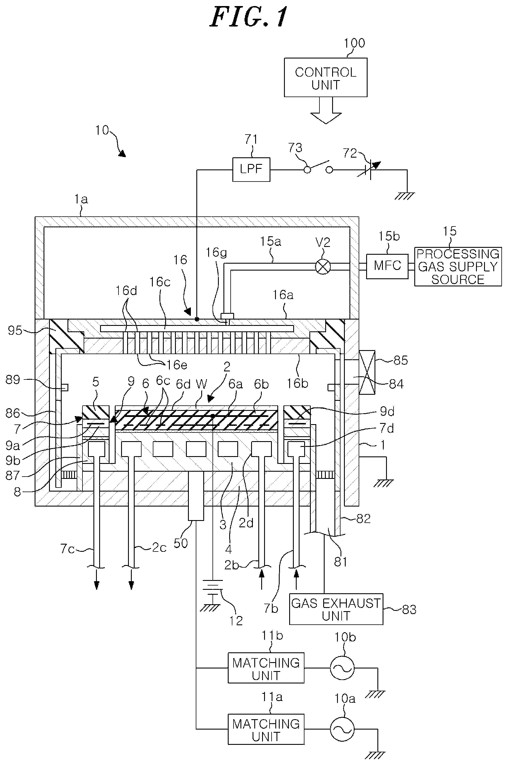 Patent US12315704 — Plasma processing apparatus, and method and program for controlling elevation of focus ring — Figure 1