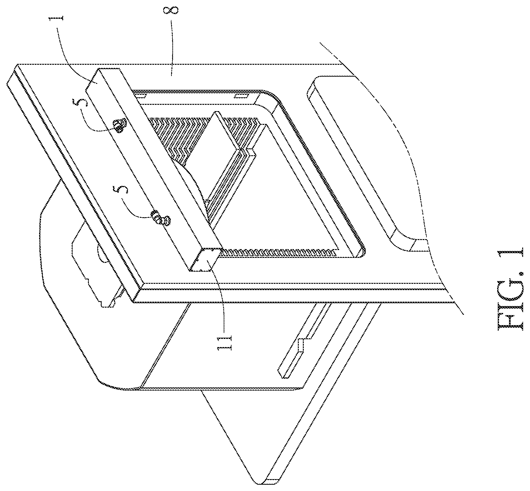 Patent US12315750 Figure 1 – Gas curtain device for front opening unified pod