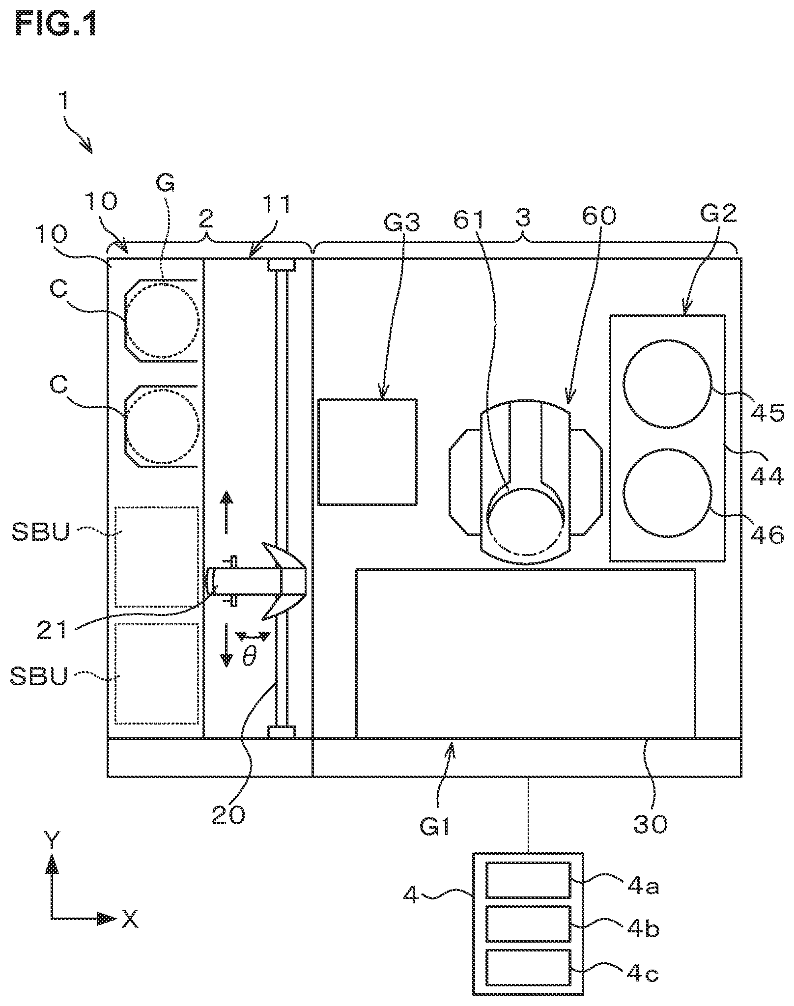 Patent US12315752 — Substrate treatment apparatus and transfer schedule creation method — Figure 1