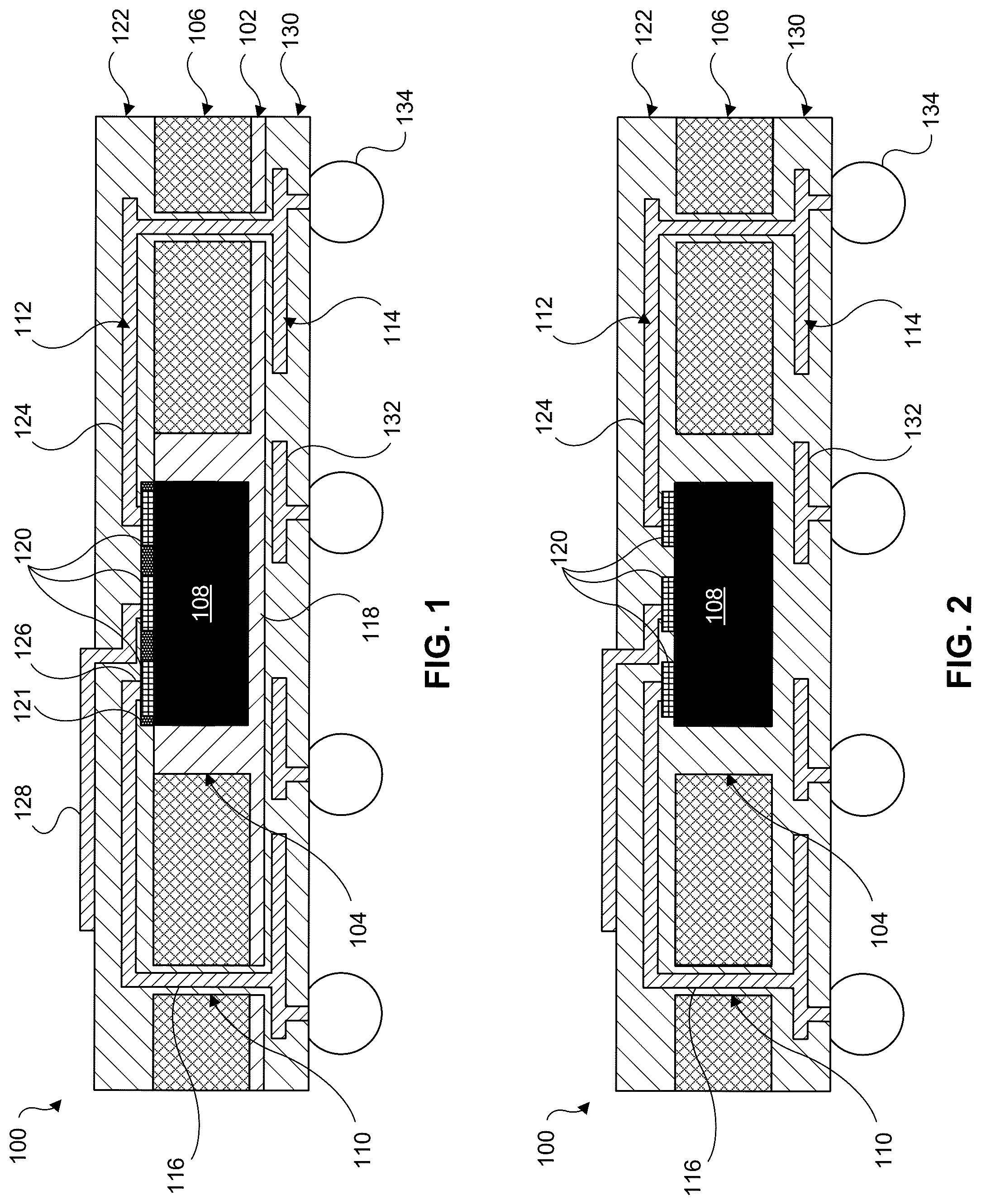 Patent US12315787 — Embedded semiconductor packages and methods thereof — Figure 1