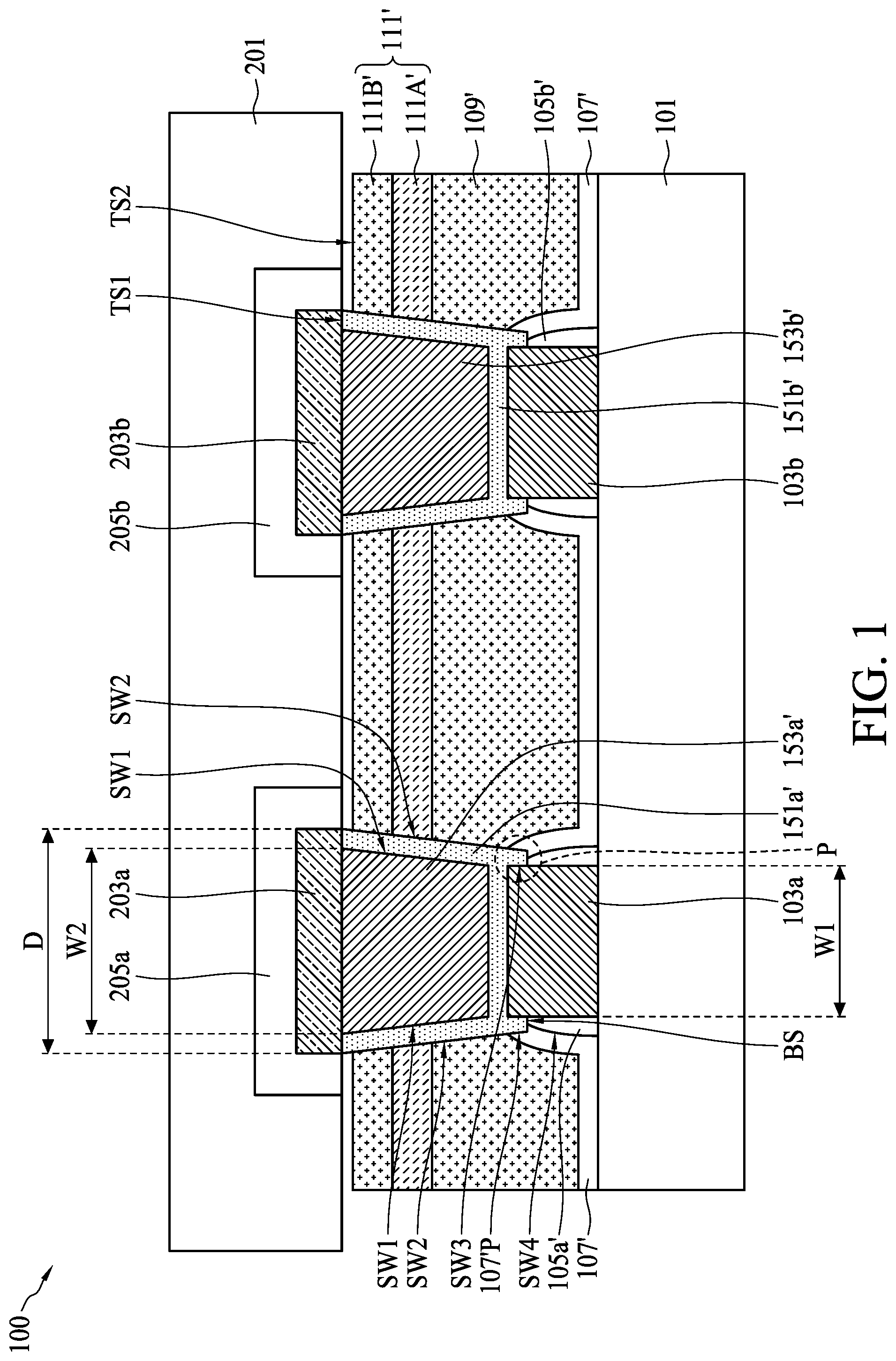 Patent US12315796 — Method for preparing semiconductor device with composite passivation structure — Figure 1