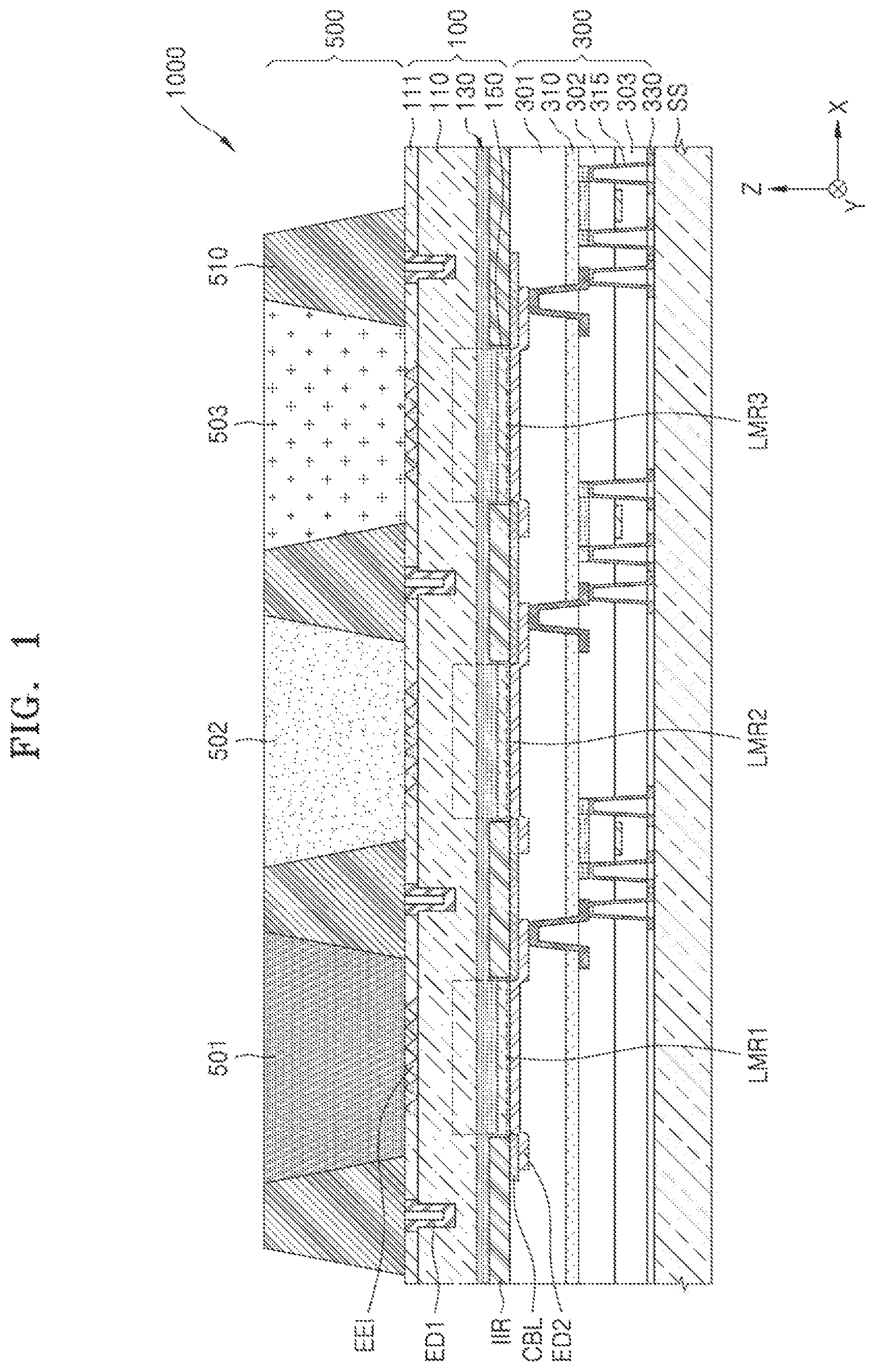 Patent US12315865 — Light-emitting diode display device and manufacturing method thereof — Figure 1