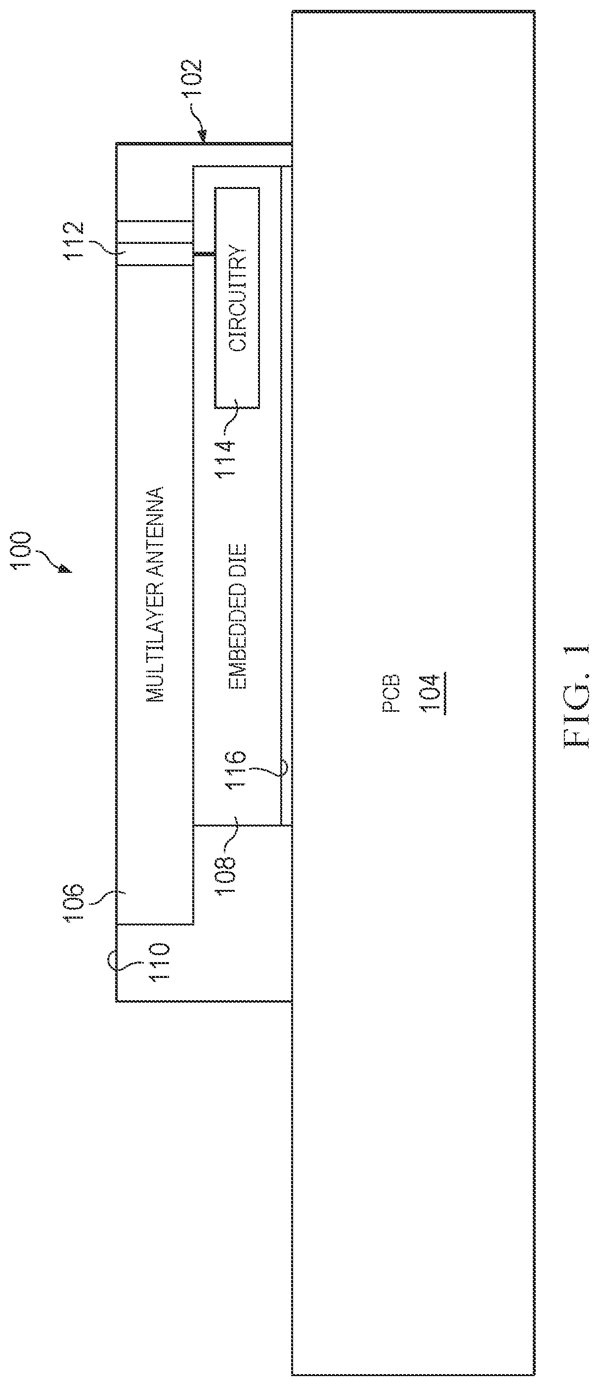 Patent US12315987 Figure 1 – Antenna-on-package system