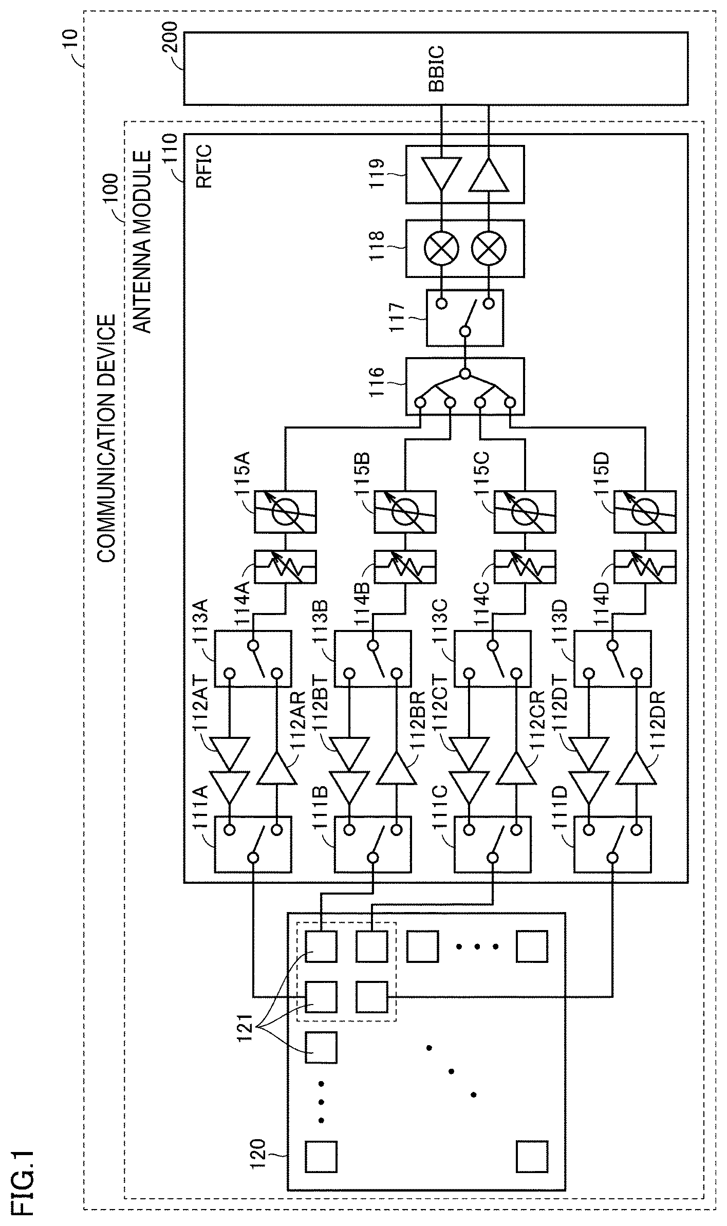 Patent US12315993 — Communication device including a pressing member in contact with a cover member and a dielectric substrate — Figure 1