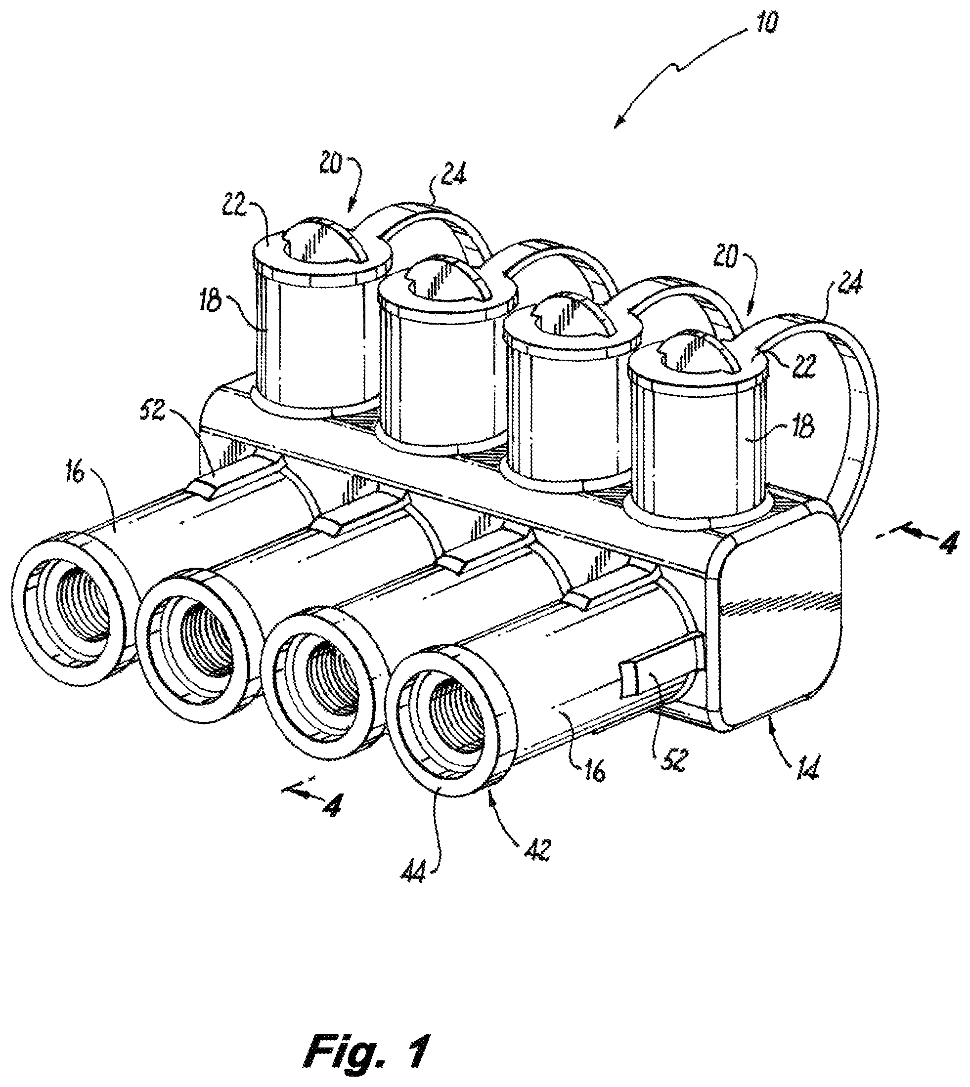 Patent US12316046 — Electrical connector with tethered sealing caps — Figure 1