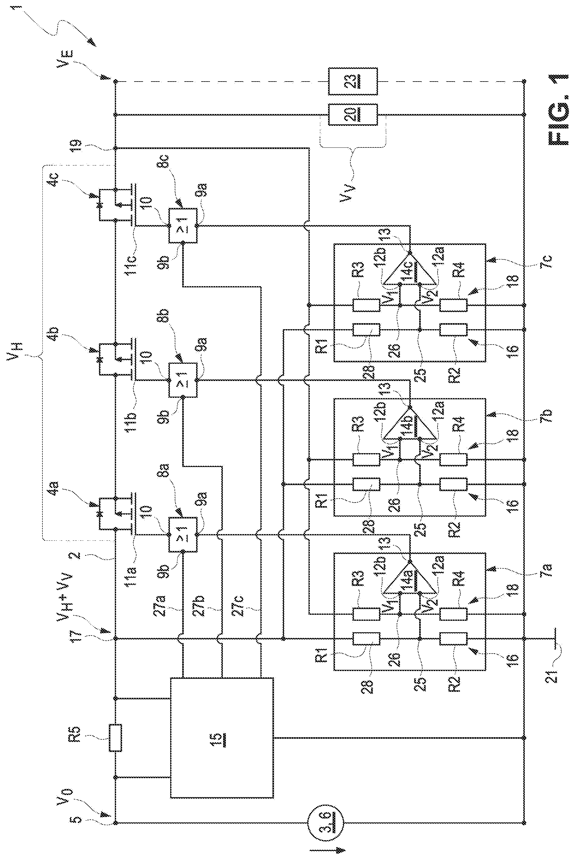 Patent US12316147 Figure 1 – Method for operating an electronic circuit arrangement for electrical current limiting in a potentially explosive area