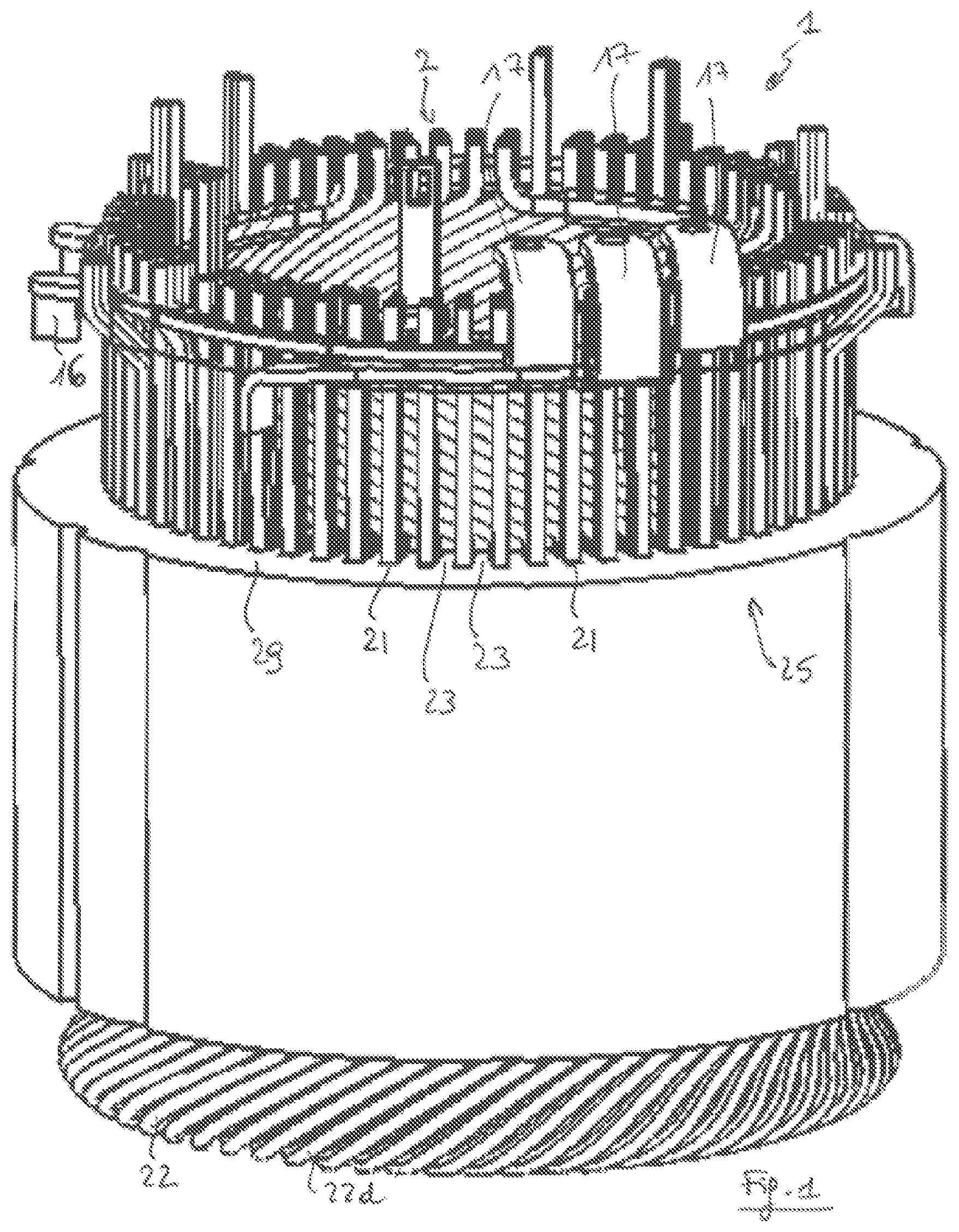 Patent US12316180 Figure 1 – Rotary electric machine stator with asymmetric winding