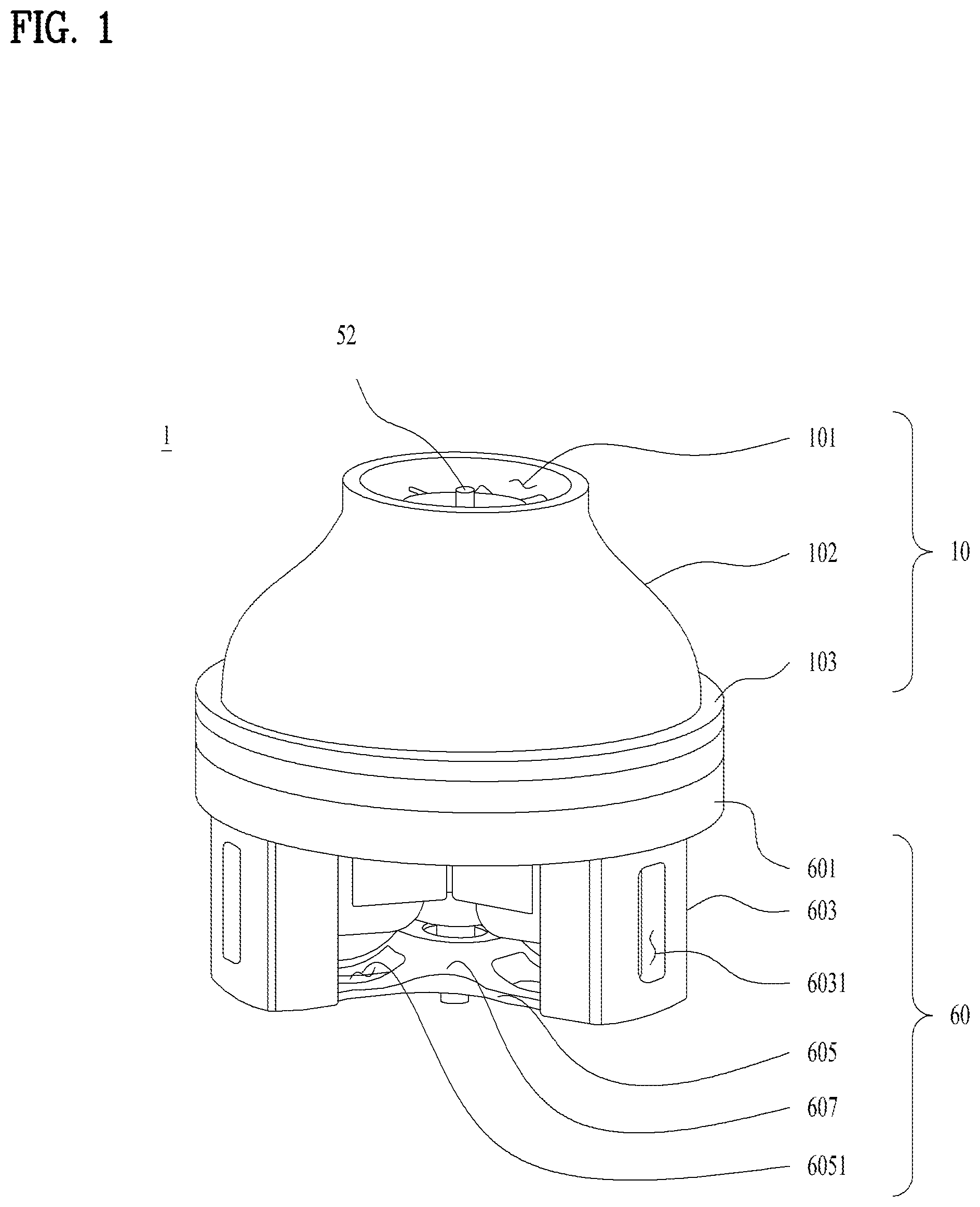 Patent US12316200 — Fan motor assembly with stator core supports — Figure 1